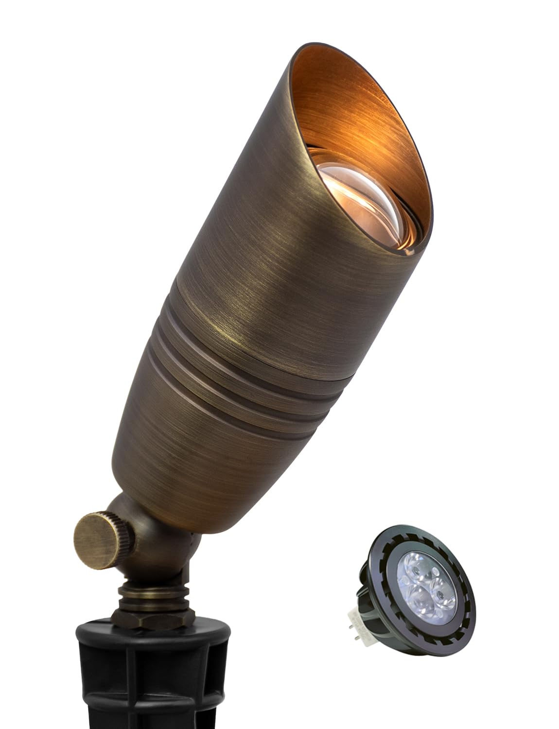 MALORY Brass Landscape Spotlights 1-Pack with MR16 Bulb(S02), 12V Low Voltage Landscape Lighting LED Outdoor Spot Uplights for H
