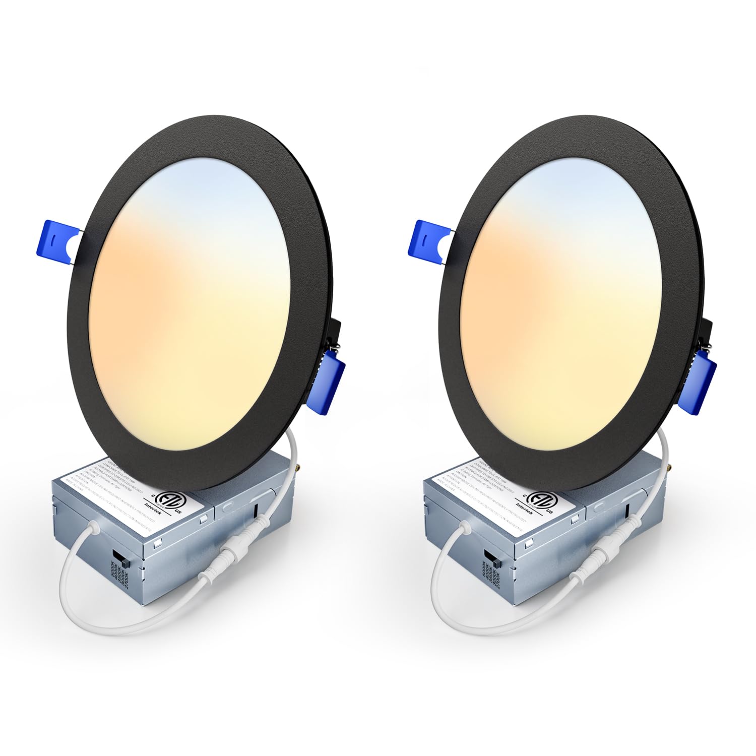 Veriligt 2 Pack 6 Inch 5CCT LED Recessed Light, Silm Canless Recessed Lighting, Dimmable, Damp Rated, 2700K-5000K, Wafer Ceiling