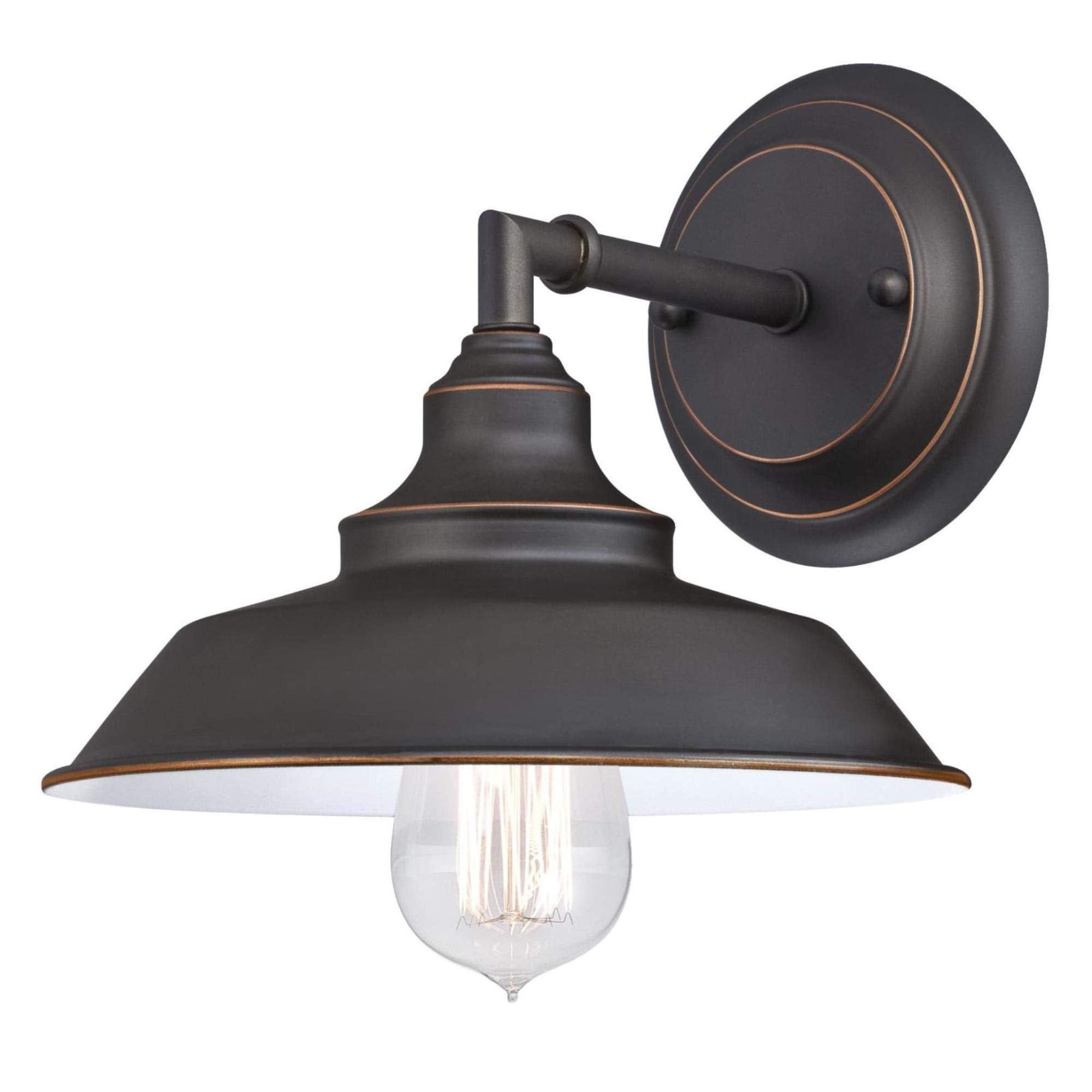Westinghouse 6343500 Indoor Wall Fixture, 1-Light Sconce, Oil Rubbed Bronze - White Interior
