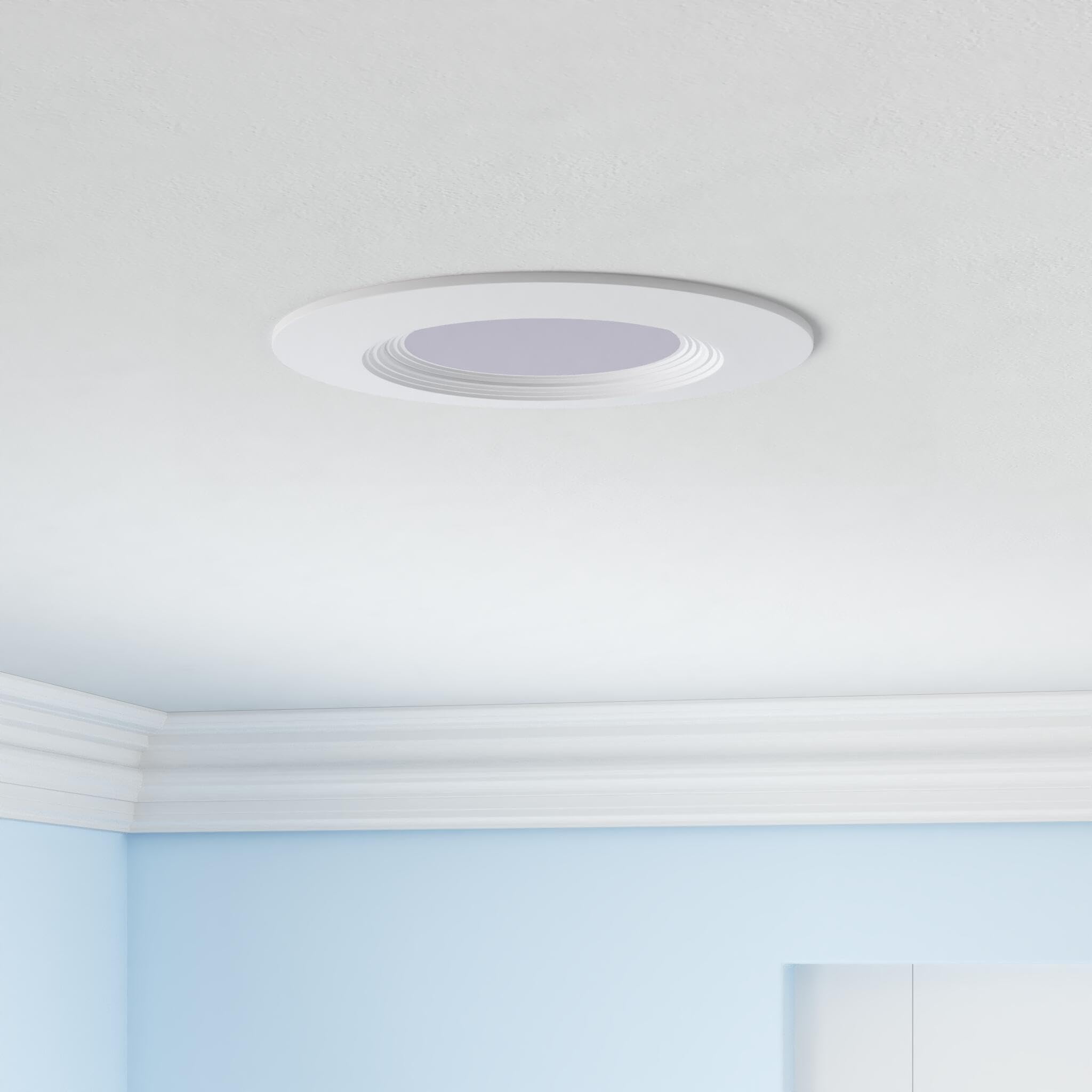 Amico LED Recessed Lighting 20 Pack, 5CCT Dimmable, 12.5W, Damp Rated, Baffle Trim, Selectable 2700K-6000