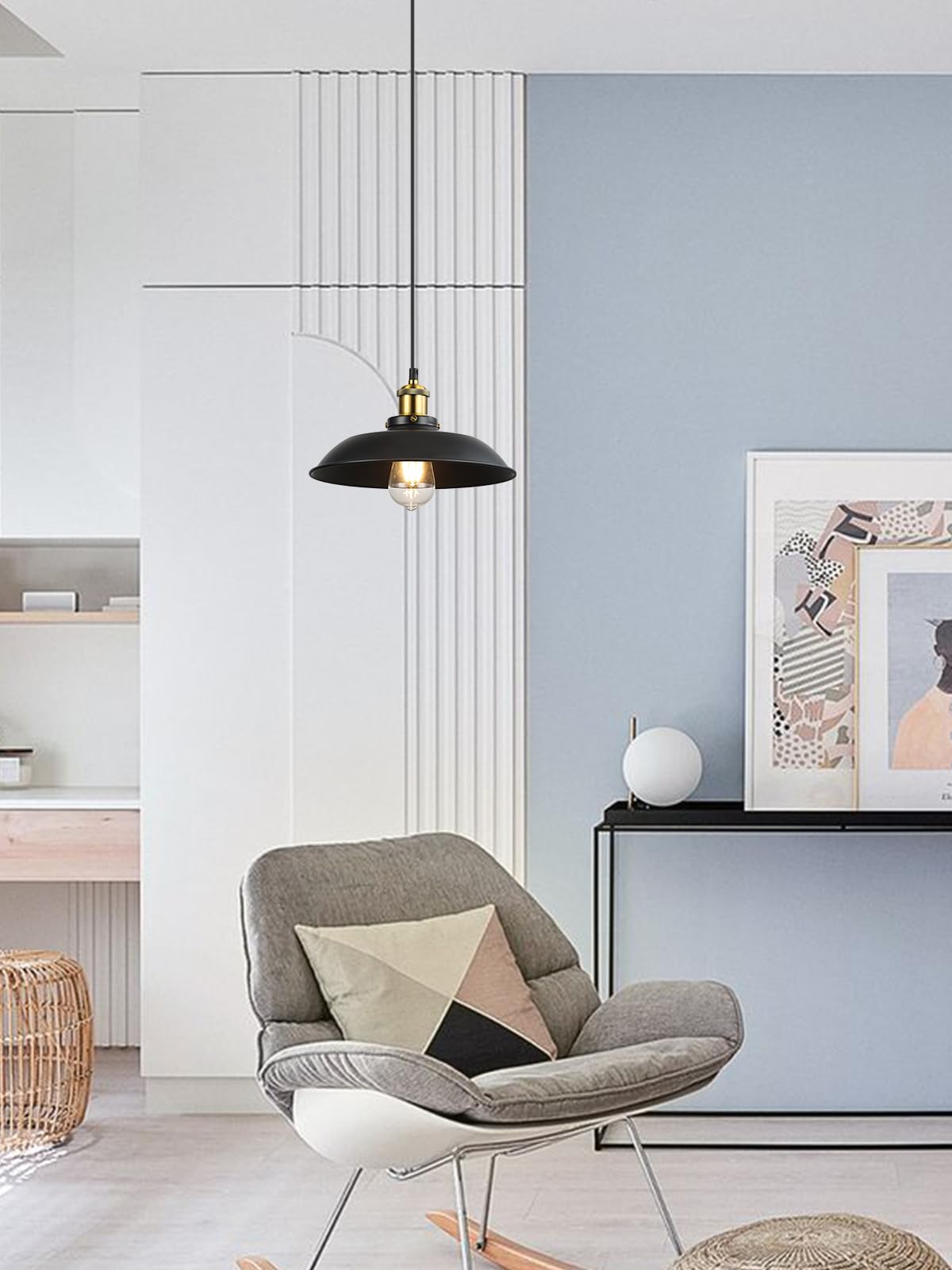 Newrays Pendant Lights - 3 Pack E26 E27 Black Metal Lampshade - Vintag ...