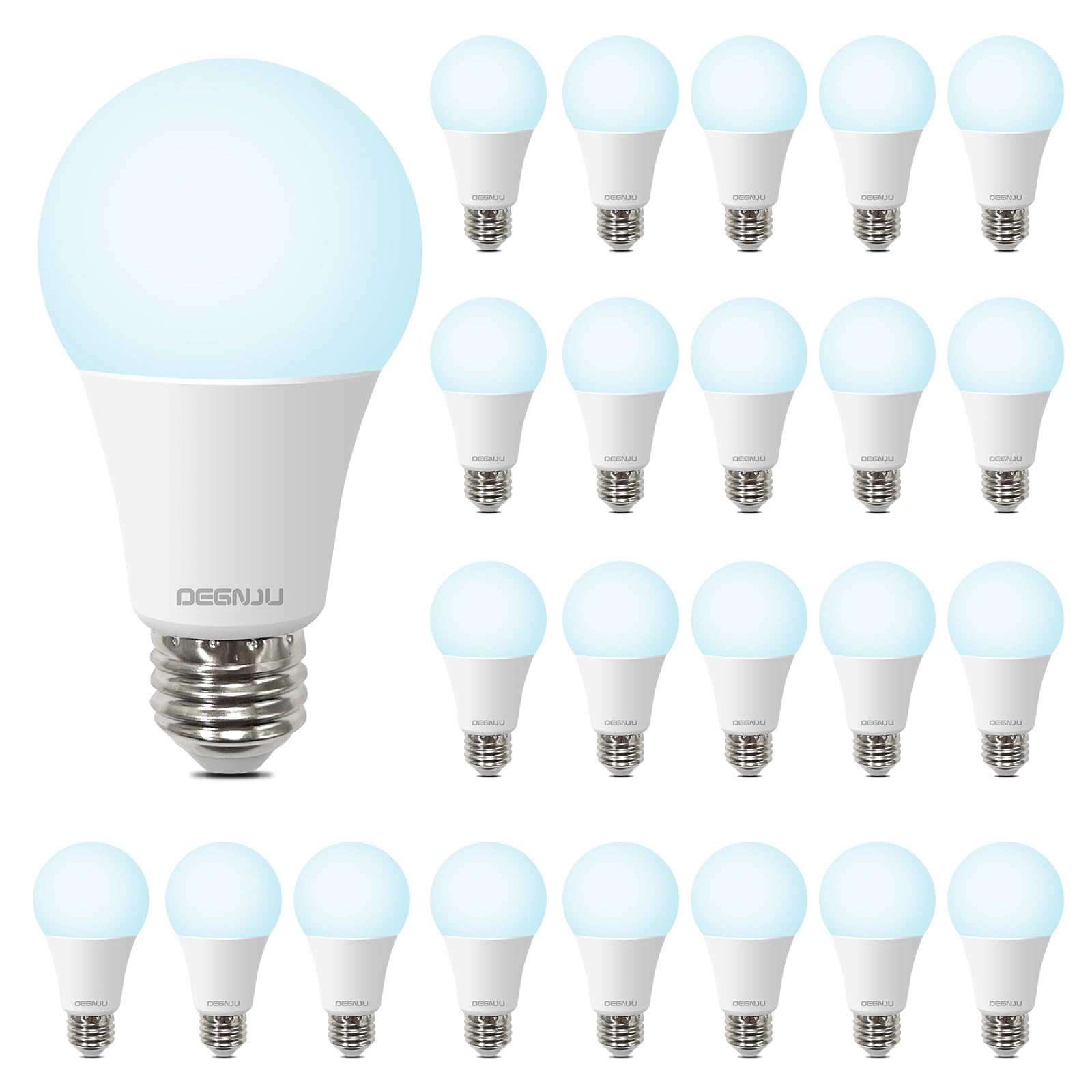Degnju Light Bulbs, 100 Watt Equivalent Led Bulbs A19, 5000K Daylight Light Bulbs, E26 Standard Base, 1500 Lumens, Non-Dimmable,