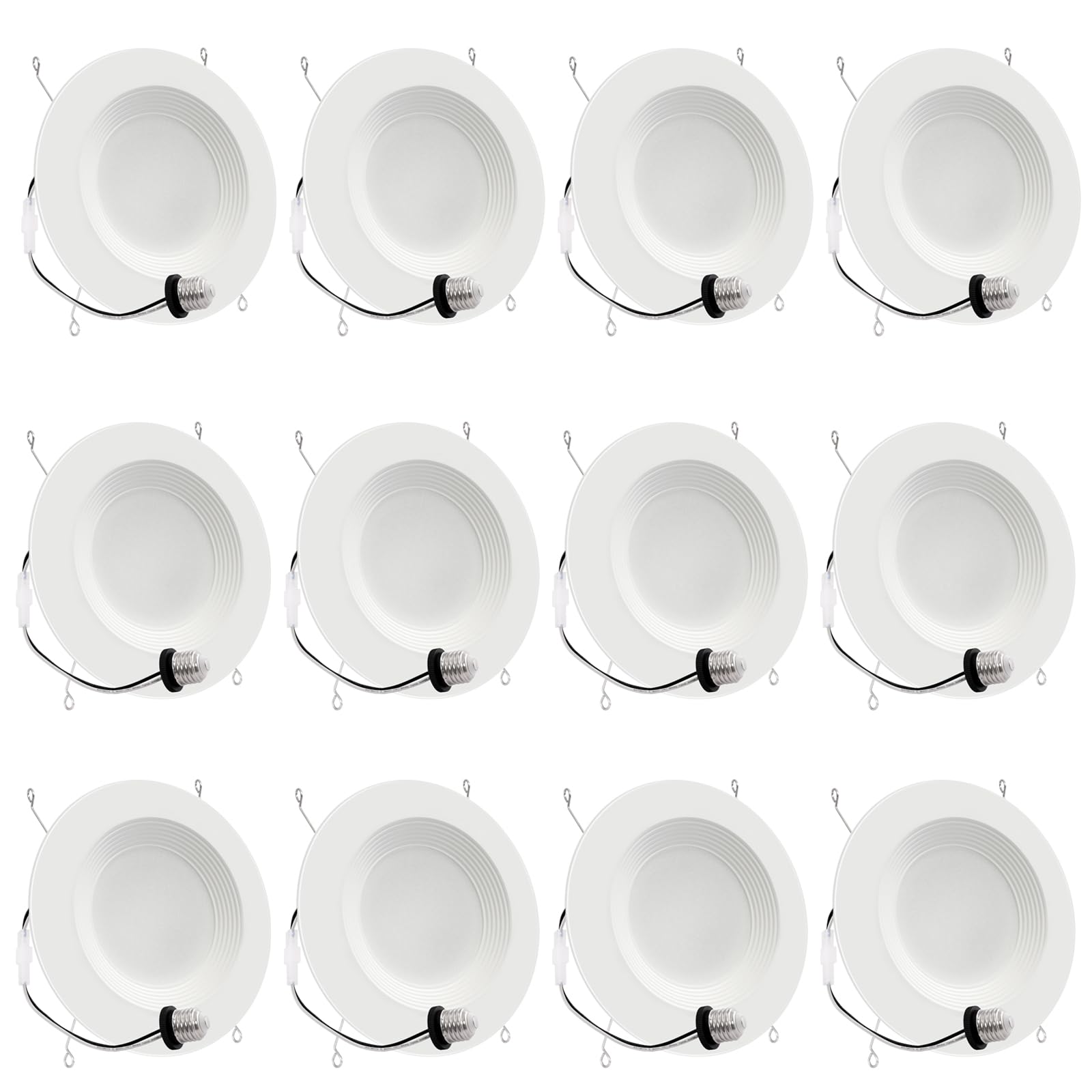 Energetic Led Recessed Lighting 6 Inch, 12.5W=100W, Warm White 3000K, 950Lm, Retrofit Downlight, Dimmable Trim Can Lights, Baffle Trim, Damp Rated, Etl, 12 Pack