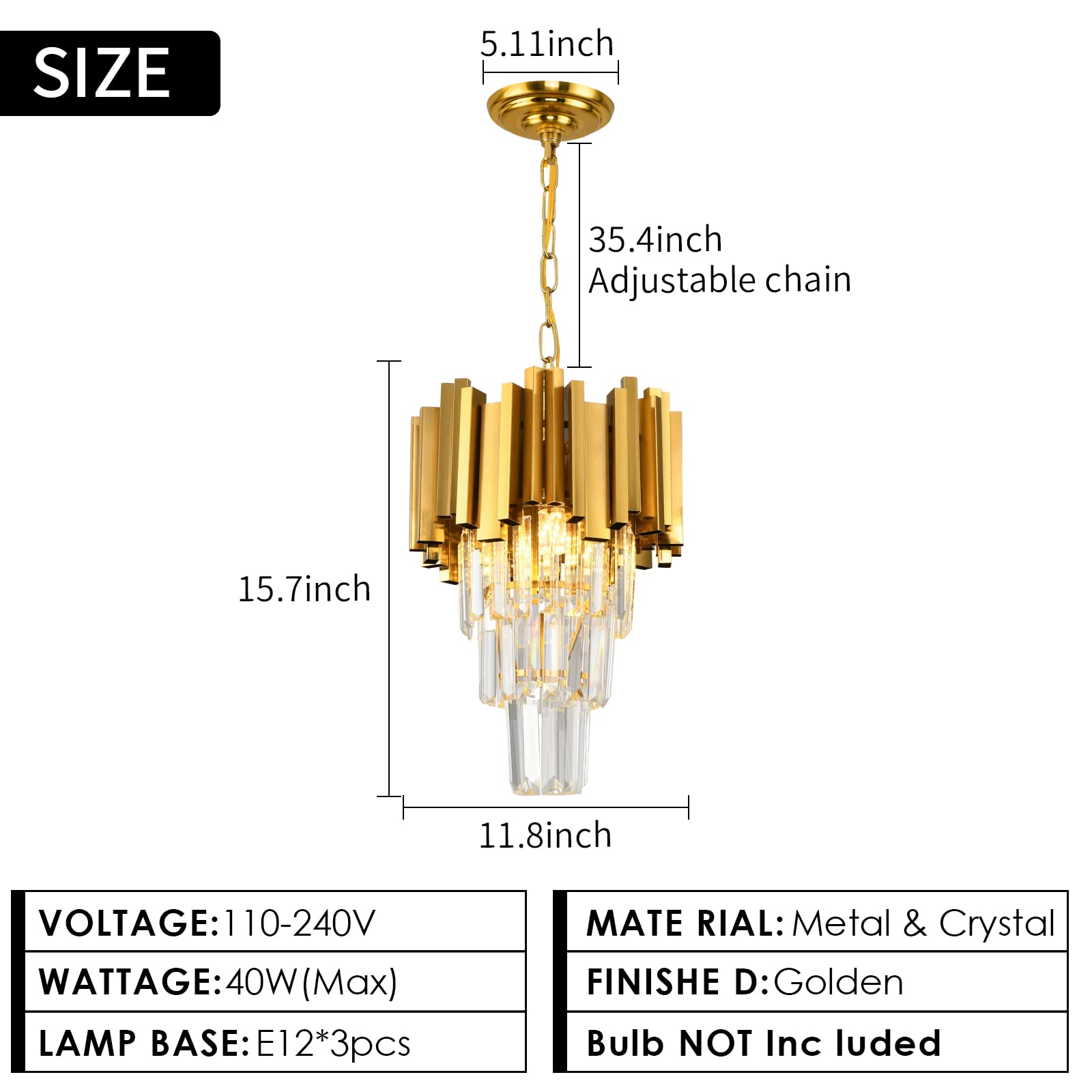 Gold Pendant Light Fixtures Dining Room Chandelier 3-Light Modern Small Crystal Pendant Lights Kitchen Island Kitchen Living Roo