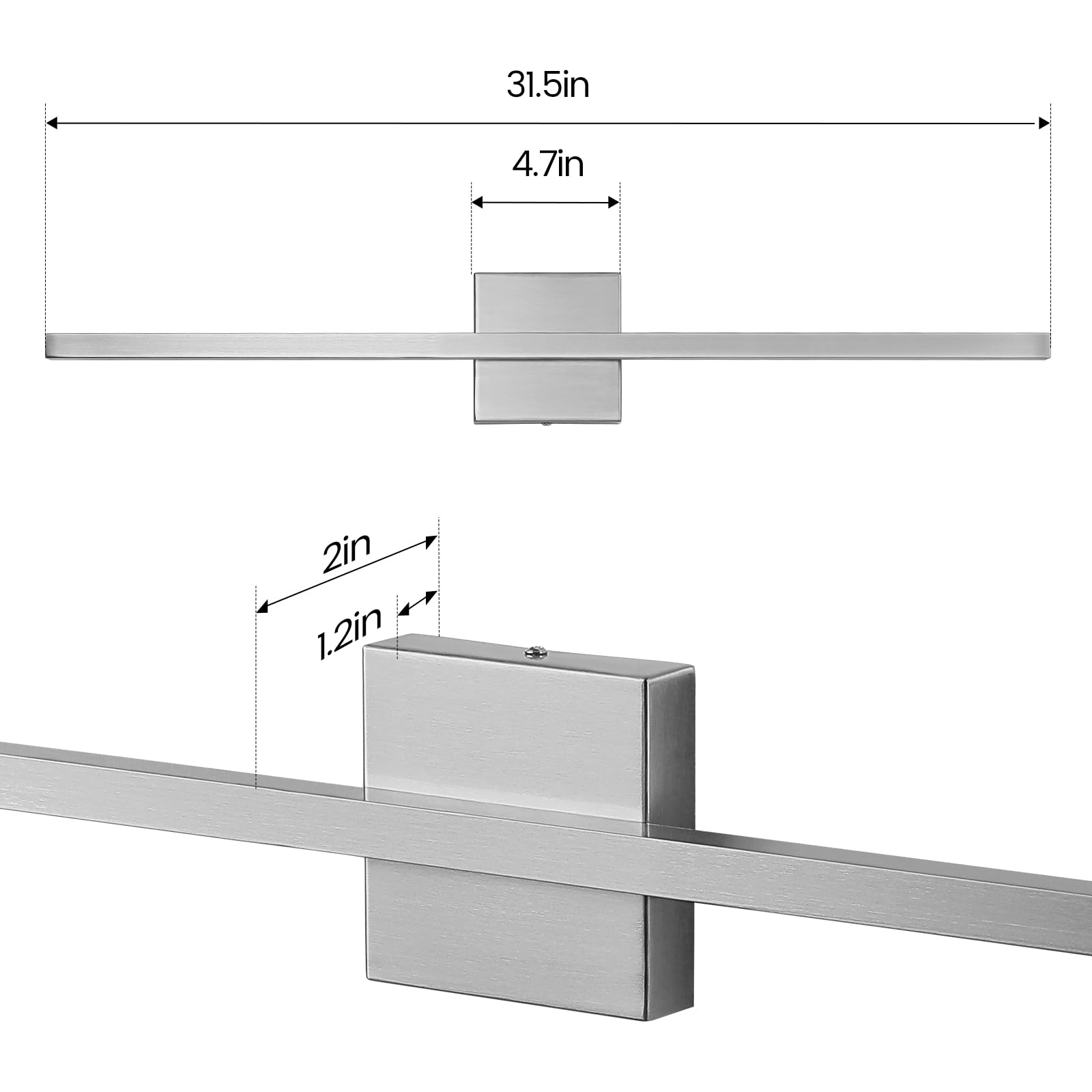 Epinl Brushed Nickel Bathroom Vanity Light Fixture - 31.5" LED Dimmable Wall Sconce - Model 8081WL-32SN-US