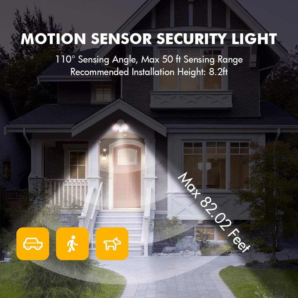 LUTEC Dual-Head Motion Activated Flood Light 2000 Lumen 18W IP54 Waterproof 2 Pack White Model P6221-Pir