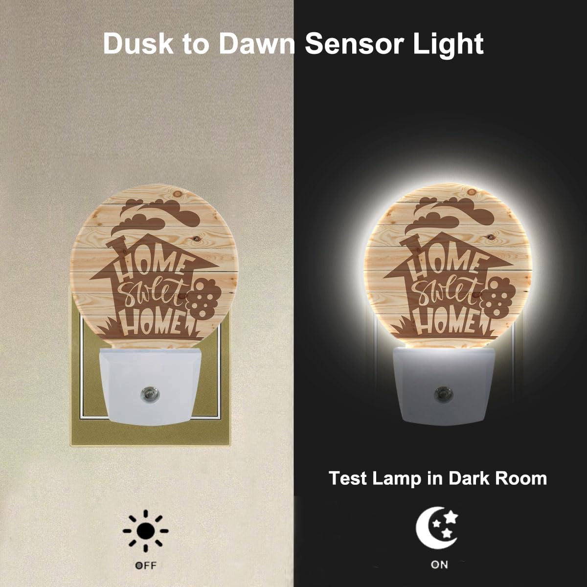 Uanvaha Novelty Night Light Home Sweet Home Wooden Night Lights Plug Into Wall For Boys Girls, Led Lamp For Stairway/Hallway/Bed