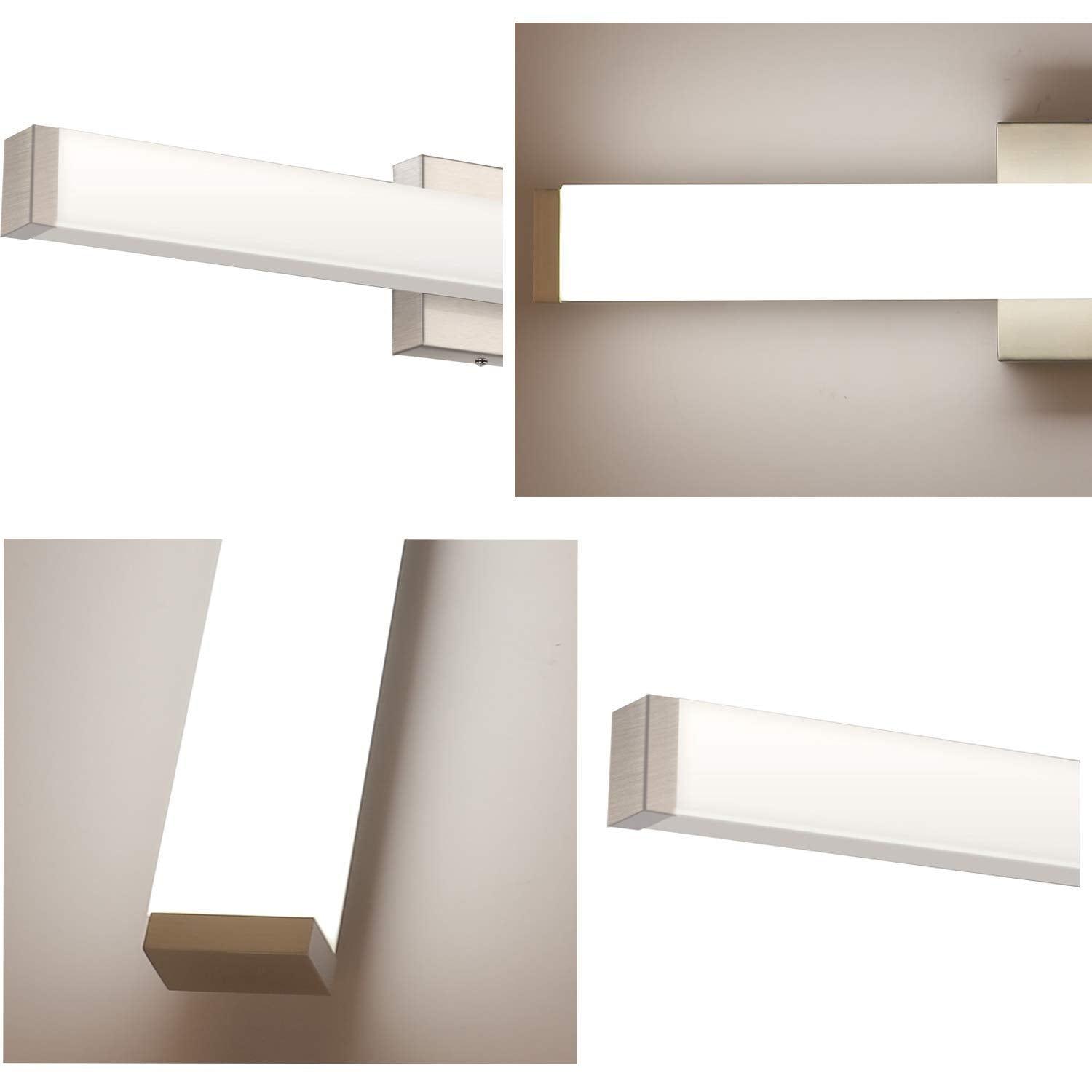 YHTlaeh Bathroom Vanity Light 24 inch 14W LED Brushed Nickel Wall Bar Over Mirror, Model 7610, Acrylic/Stainless Steel