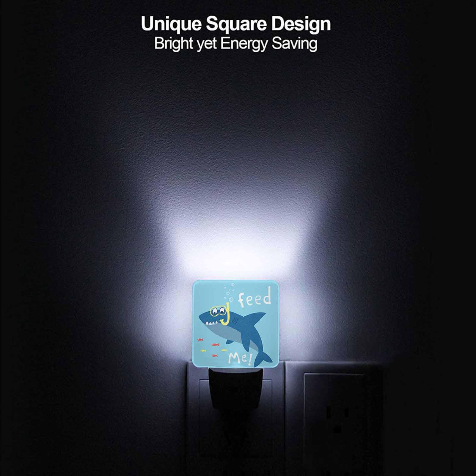 Chrobak LED Night Light, Funny Cartoon Shark, Energy Efficient, Plug-in with Dusk to Dawn Sensor, Model WML-Night-Light-231023-121, White