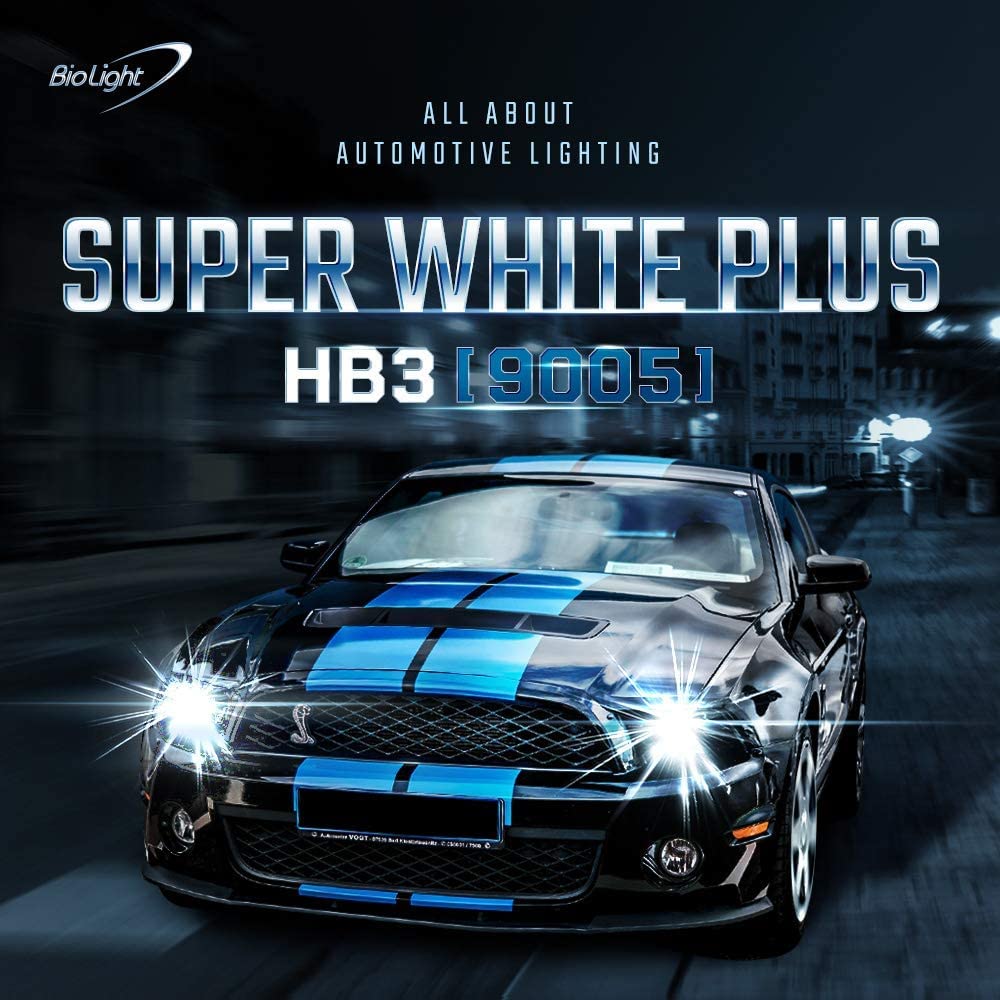 BIOLIGHT KM H4 Super White Plus 6000K Brighter Light Replacement Headlight Bulb, 2 pack