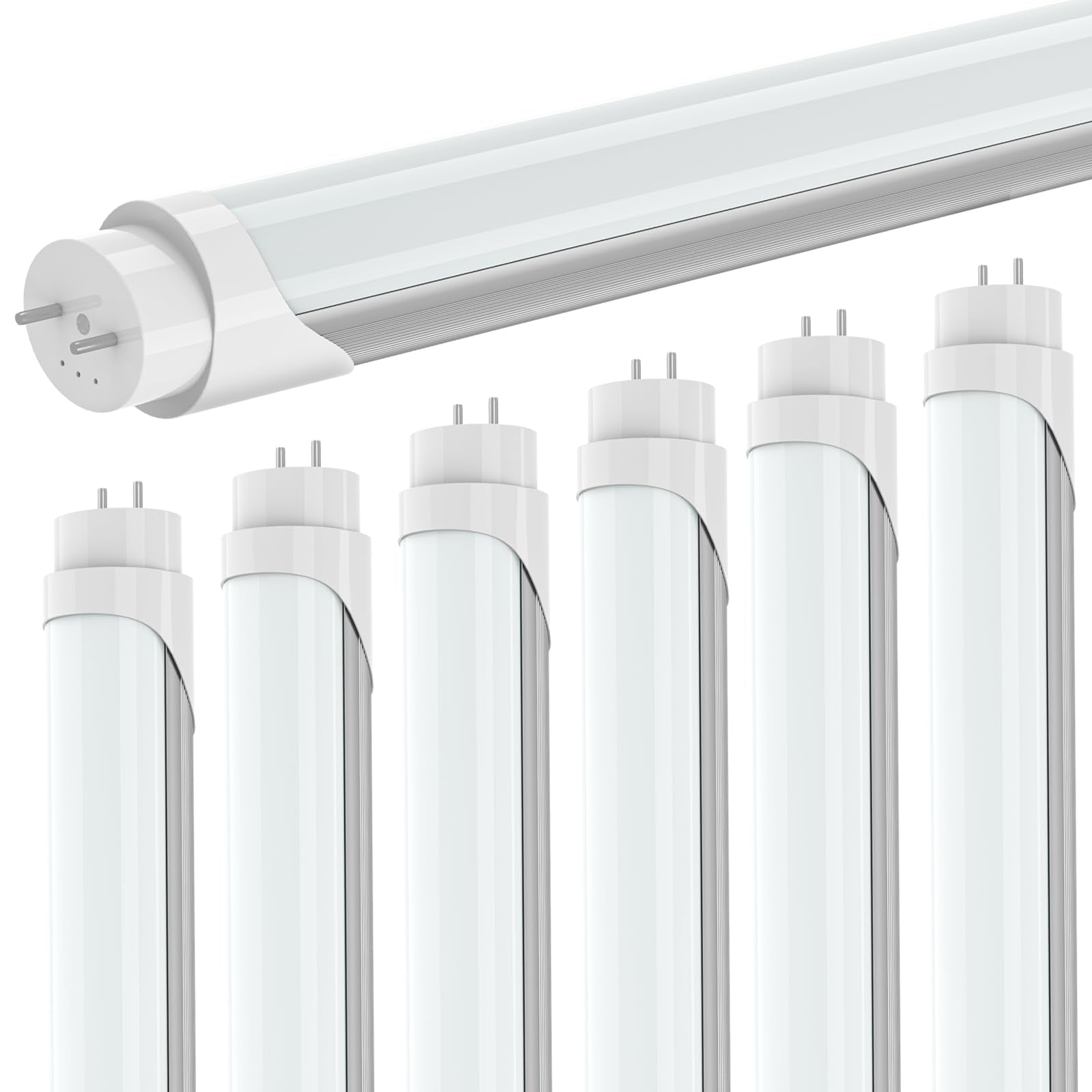 Rgbylediison 4Ft T8 Tube Lights, T8 T12 Led Bulbs 4 Foot Hybrid Type A+B Bulbs, Super Bright 24W 5000K 3120Lm, Led Fluorescent T