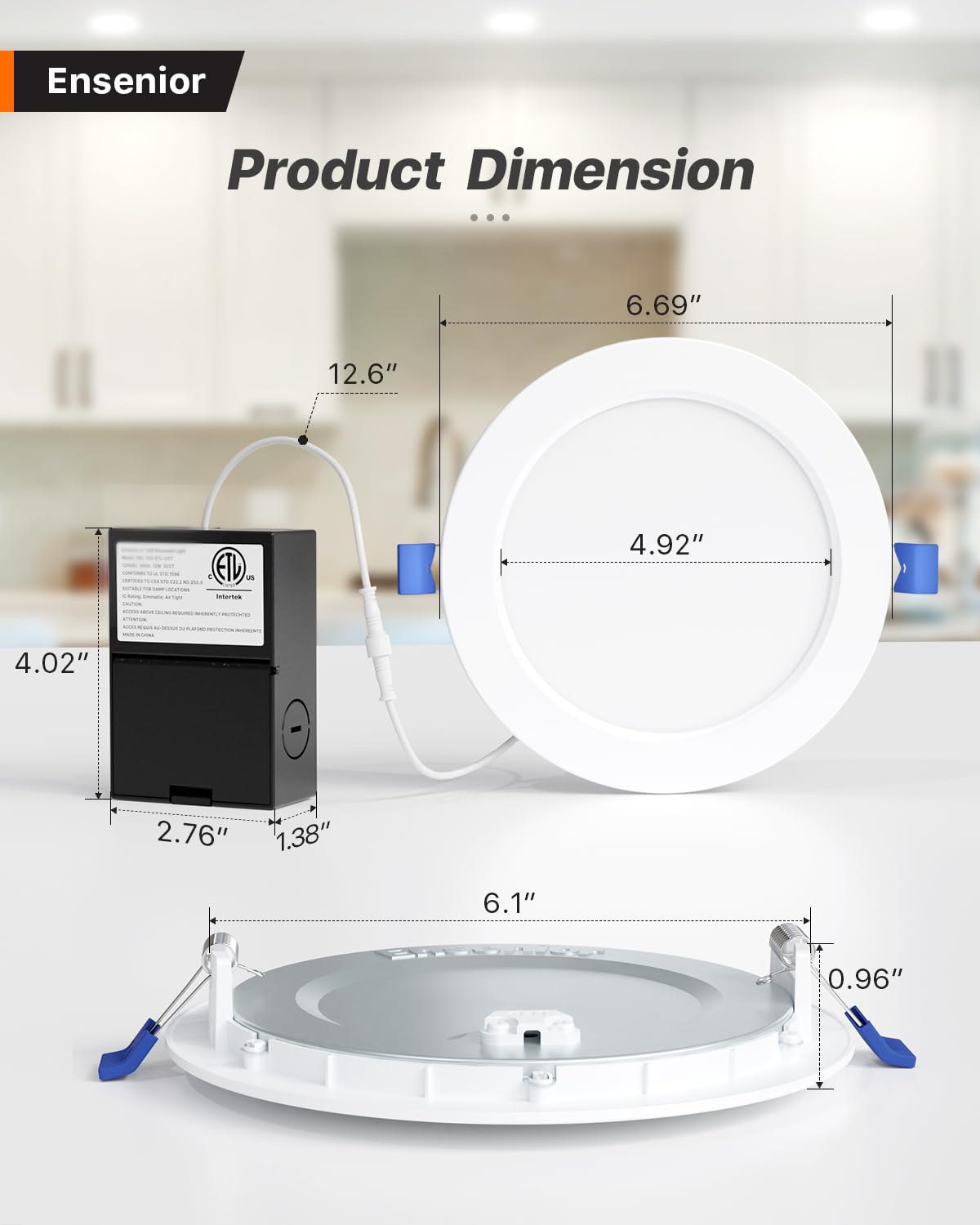 Ensenior 12 Pack 6 Inch Ultra-Thin Led Recessed Lighting With Junction Box, 2700K/3000K/3500K/4000K/5000K - 5Cct Selectable, 11W Eqv 110W, Dimmable Ceiling Downlight, 1050Lm High Brightness - Fcc&Etl