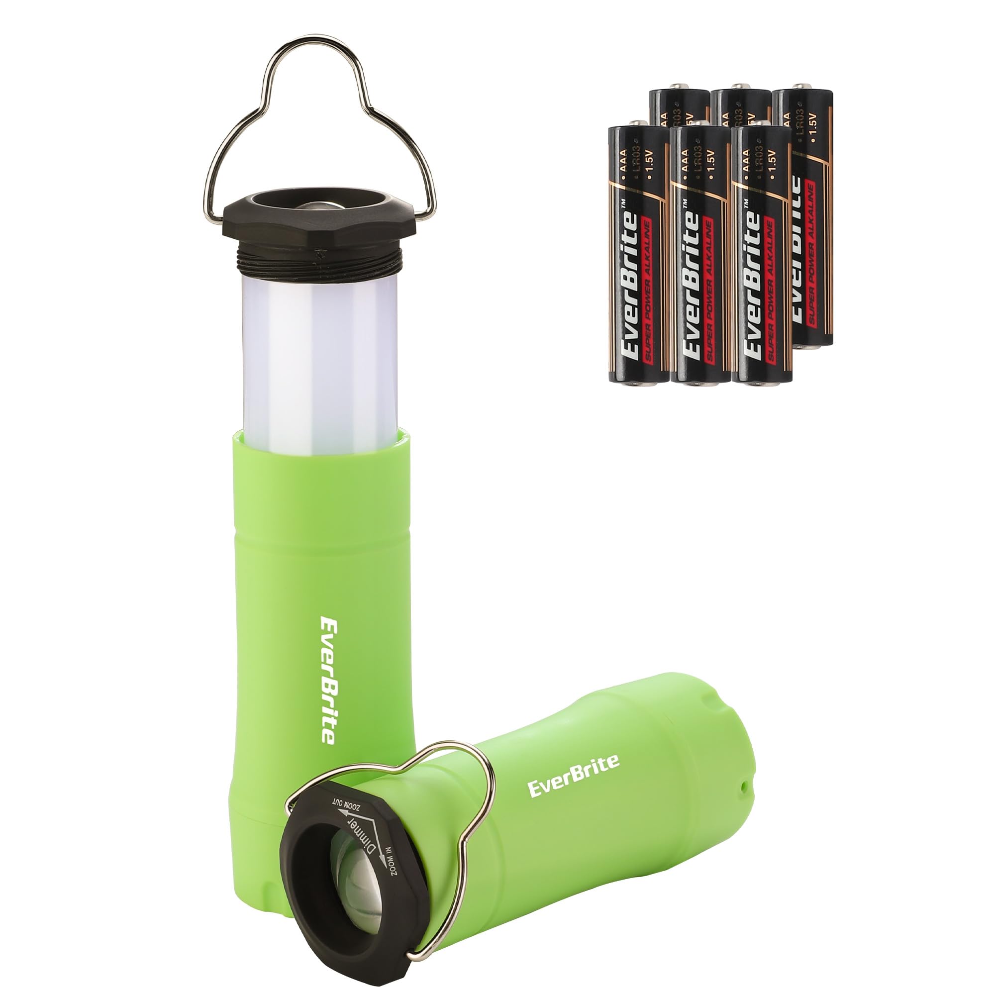 EverBrite 2-in-1 Mini Lanterns and Flashlights, Zoomable Flashlight Lantern Combo with 3 Modes, Camping Essentials, 2PC Battery