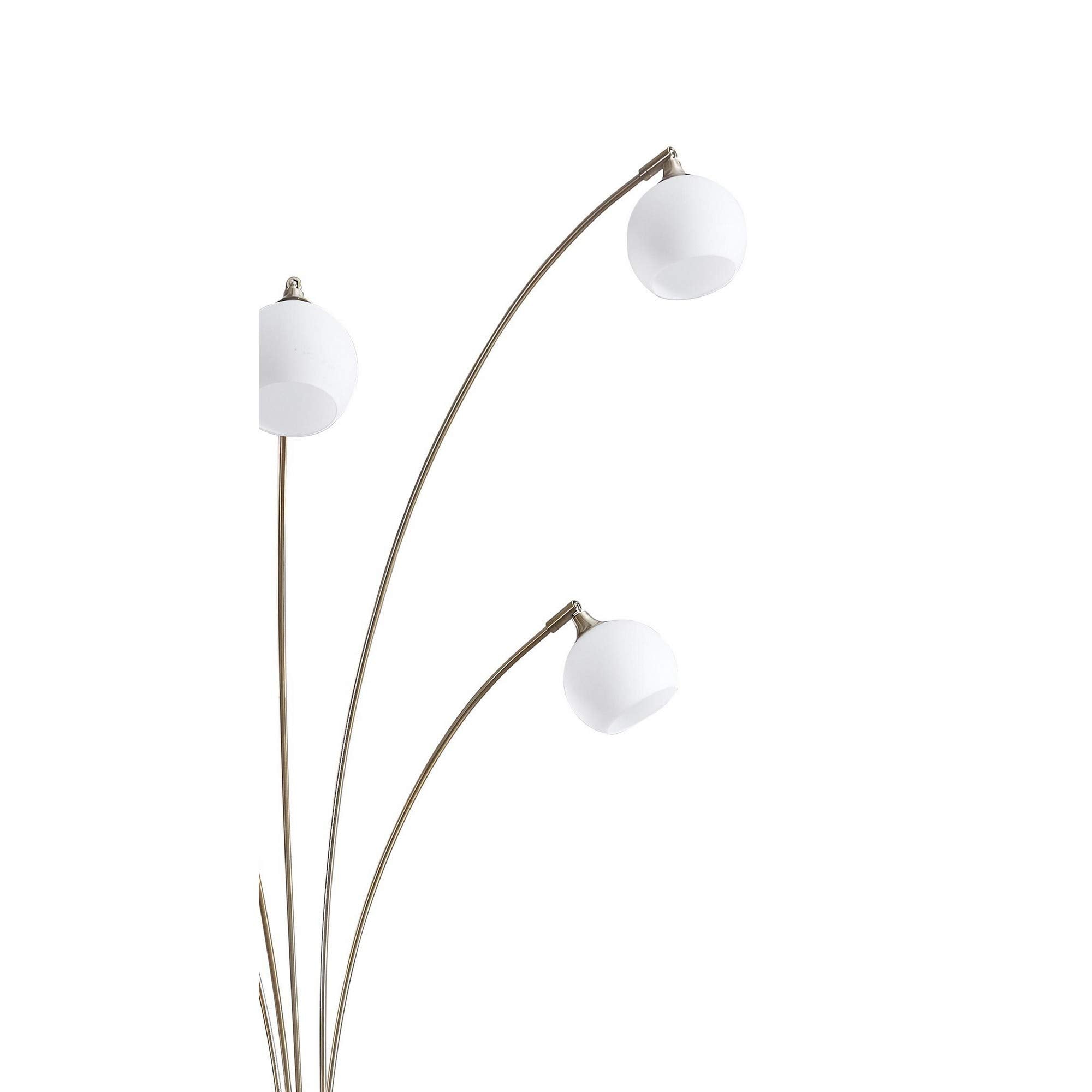 Contemporary Style Metal Arc Frosted Glass Lamp with Circular Leg Base, White