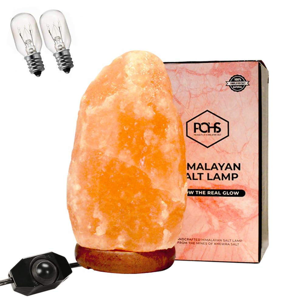 Pohs 100% Authentic Natural Himalayan Pink Salt 8-10 Inches Lamp Hand Carved/Crafted Crystal Rock Salt Lamps From Himalayan Mountains Medium (8-10 Inches)