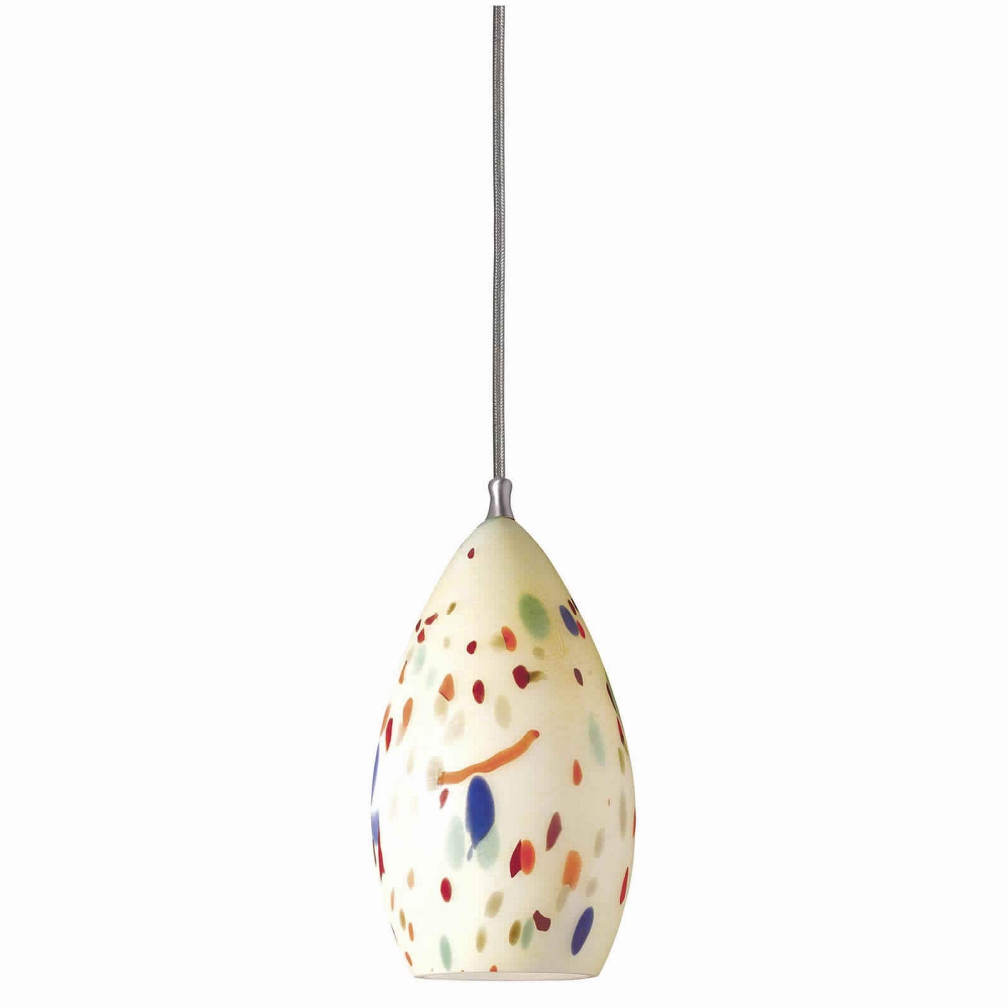 Benjara 1 Light Glass Shade Pendant Lighting With Canopy, Set Of 4,Cream And Chrome