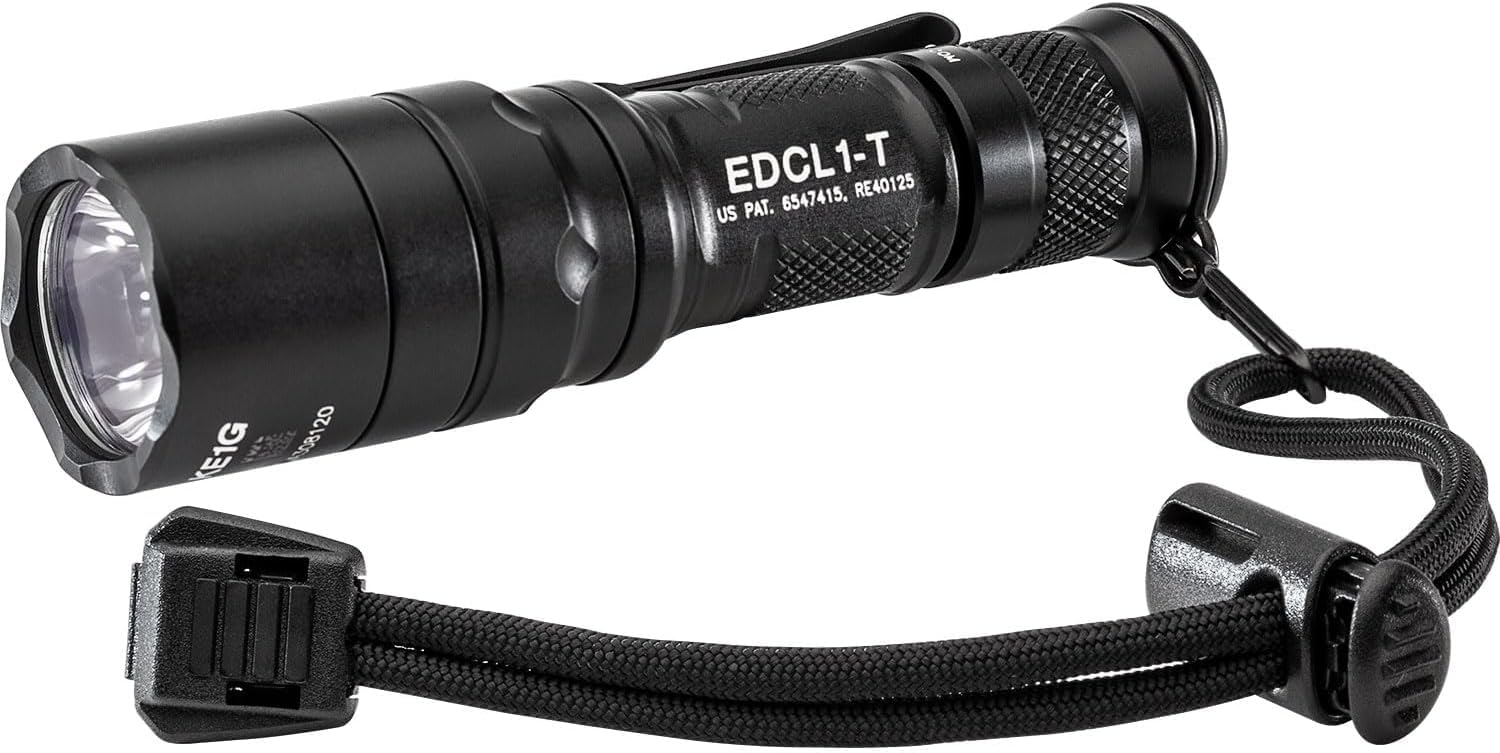 SureFire EDCL1-T Tactical EDC Flashlight Bundle, 500 Lumen, Black, includes 6 CR123 Batteries and 2 Battery Cases