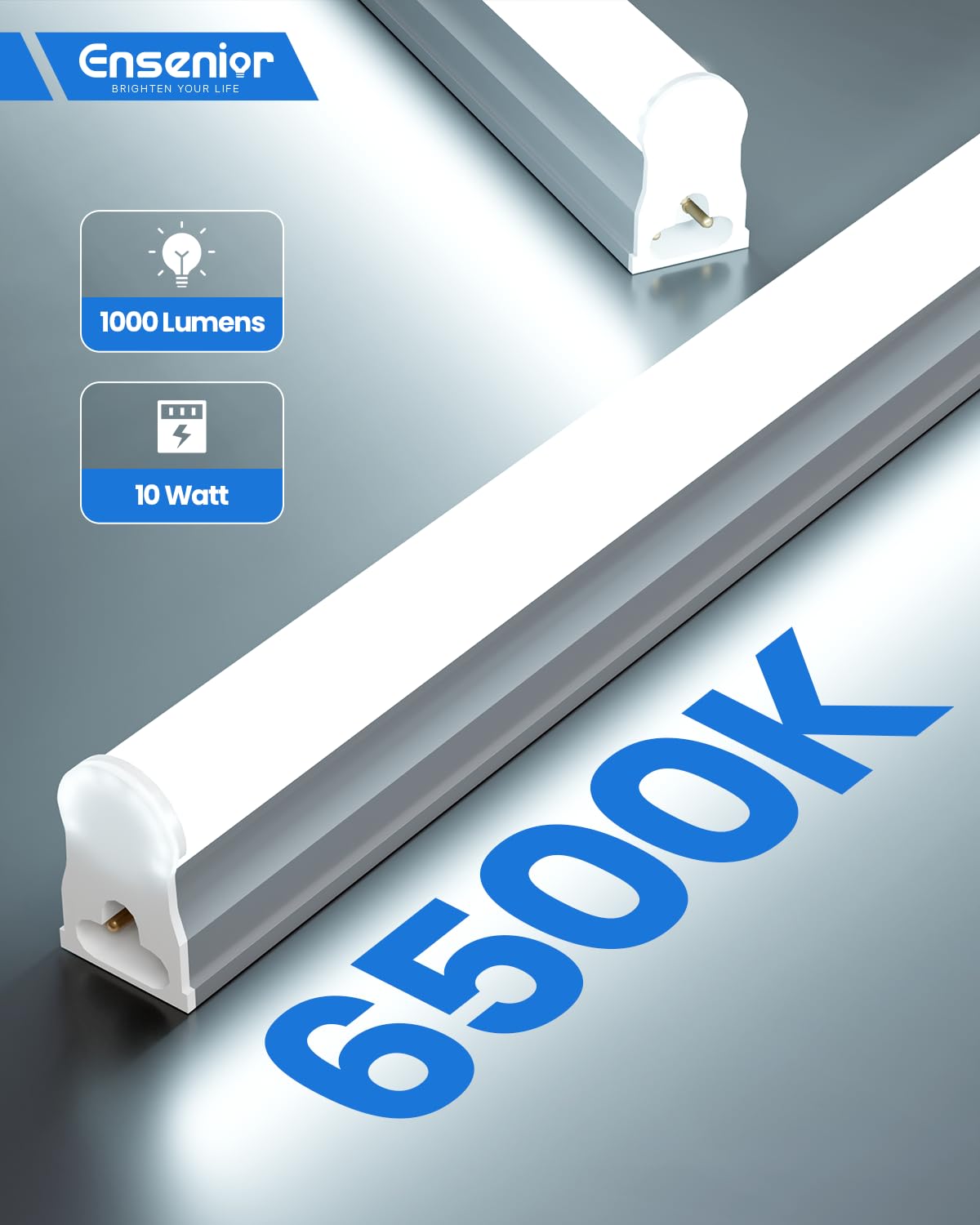 Ensenior 8-Pack T5 Led Shop Lights, 2Ft 1000Lm 6500K Super Bright White Integrated Single Fixture, 10W Linkable Utility Commerci