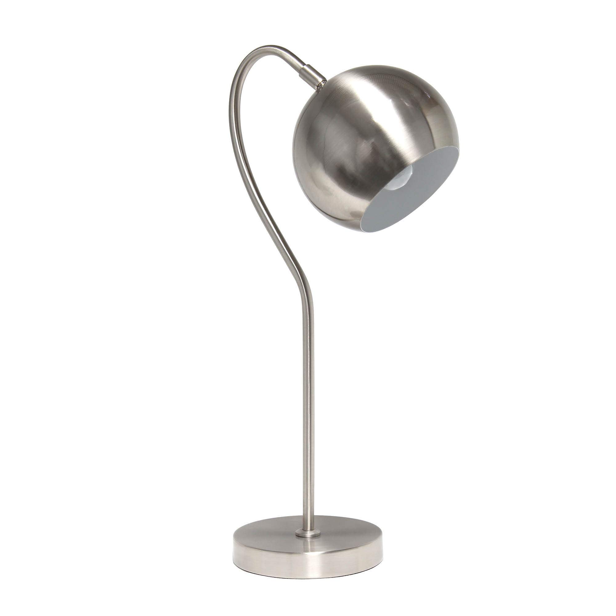 LALIA HOME Mid Century Table Lamp, Brushed Nickel, Metal, 10inL x 6inW x 20.25inH, Model LHT-5031