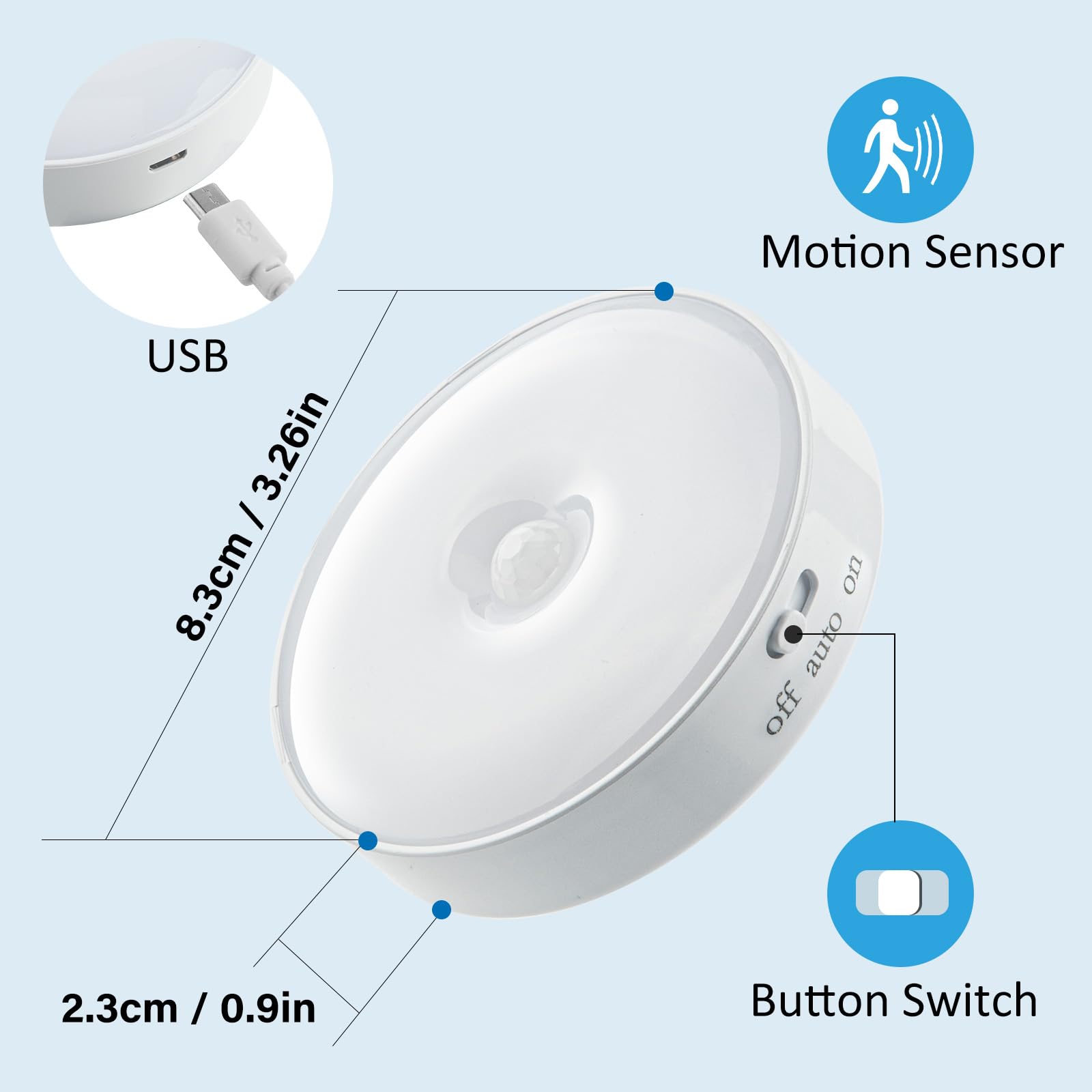 Dweptu Motion Sensor Night Light 2 Pack Led Night Lights, Dusk To Dawn Motion Sensor For Bedroom, Bathroom, Toilet, Stairs, Kitc