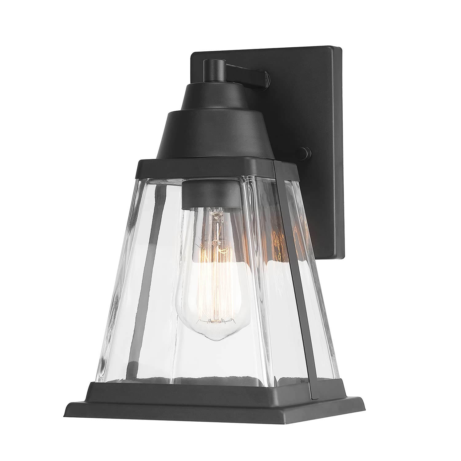 Globe Electric 44697 Merle 1-Light Outdoor Wall Sconce, Bronze, Clear Glass Shade, Brown, Bulb Not Included