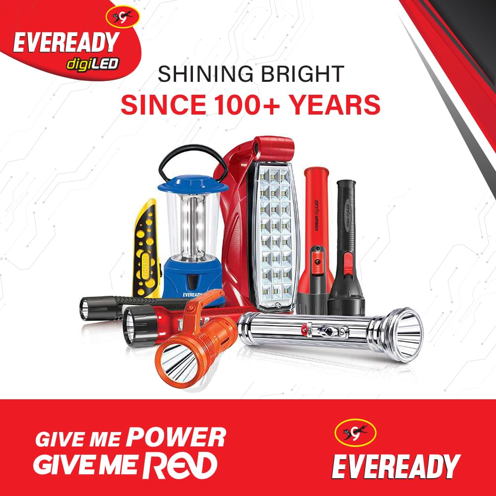 EVEREADY GIVE ME RED Mini Josh Dl42 | 0.5W Led Torch | Powered by 2 Aa Battery | Super Bright White Led | 3000 Lux Output | Stro