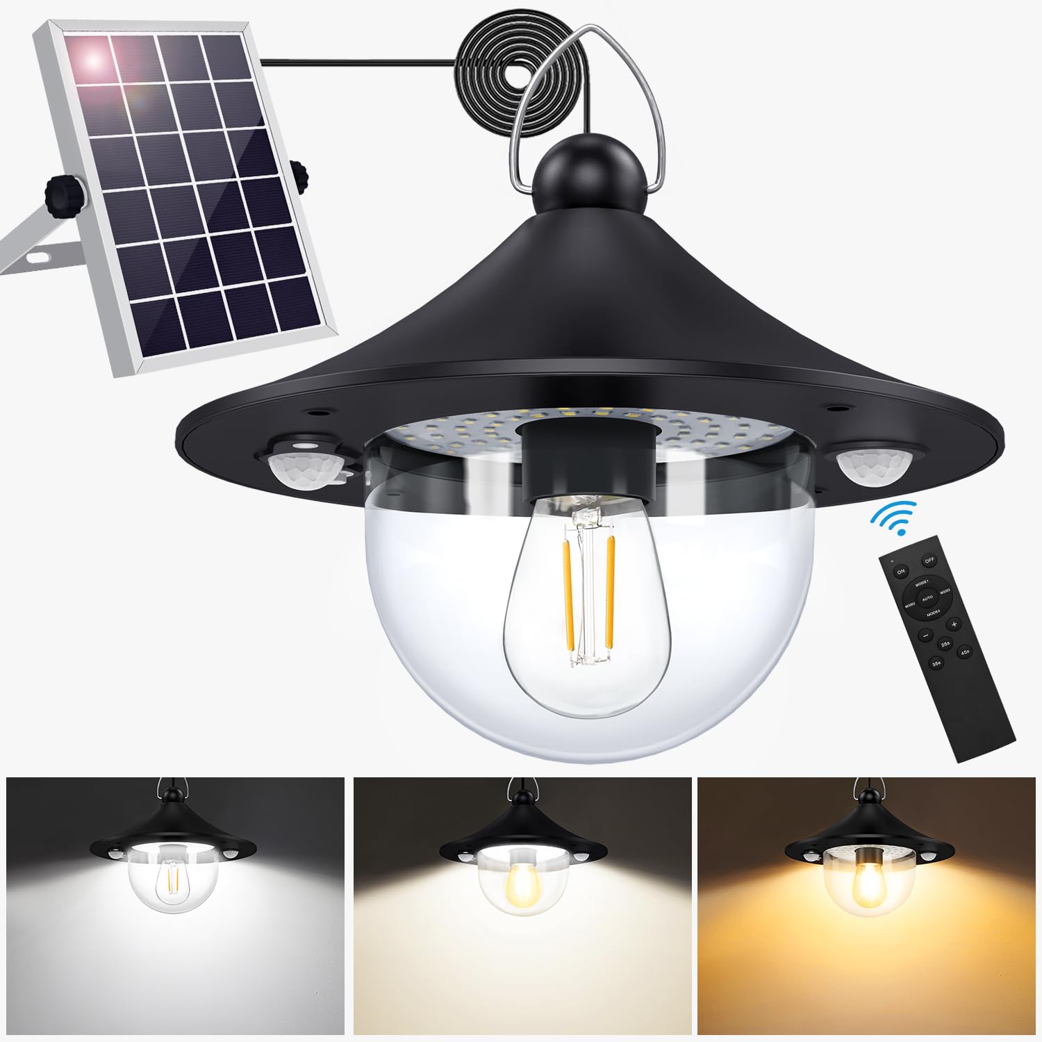 AEQ Solar Shed Light Outdoor Indoor 3000LM Solar Lights Daytime Available with Remote Control,Double Motion Sensor & 5 Lighting 