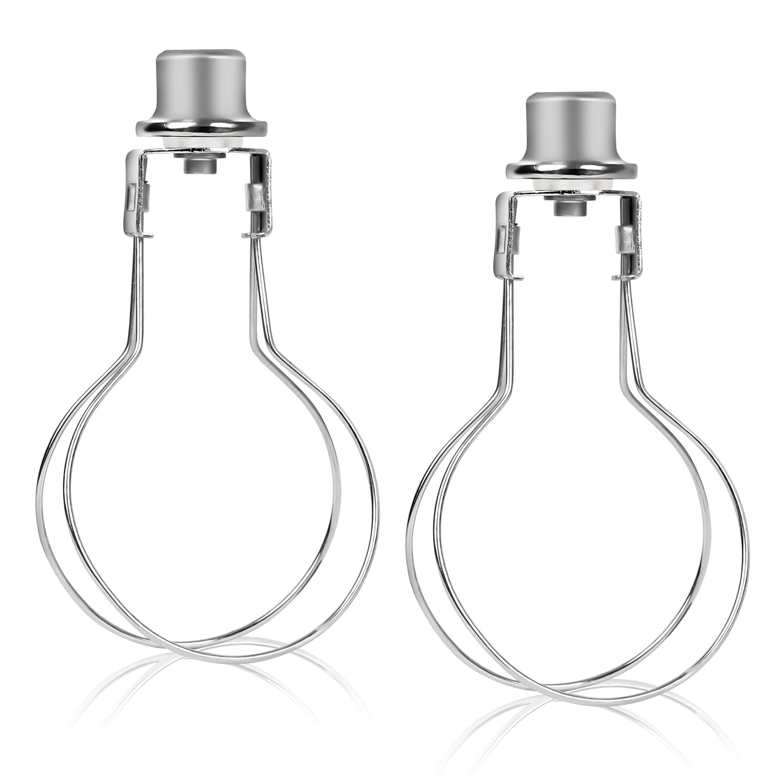 ALUCSET 2 Pack Round Lamp Shade Light Bulb Clip Adapter, Silver, Clip-on with Finial Top Bracket Holder