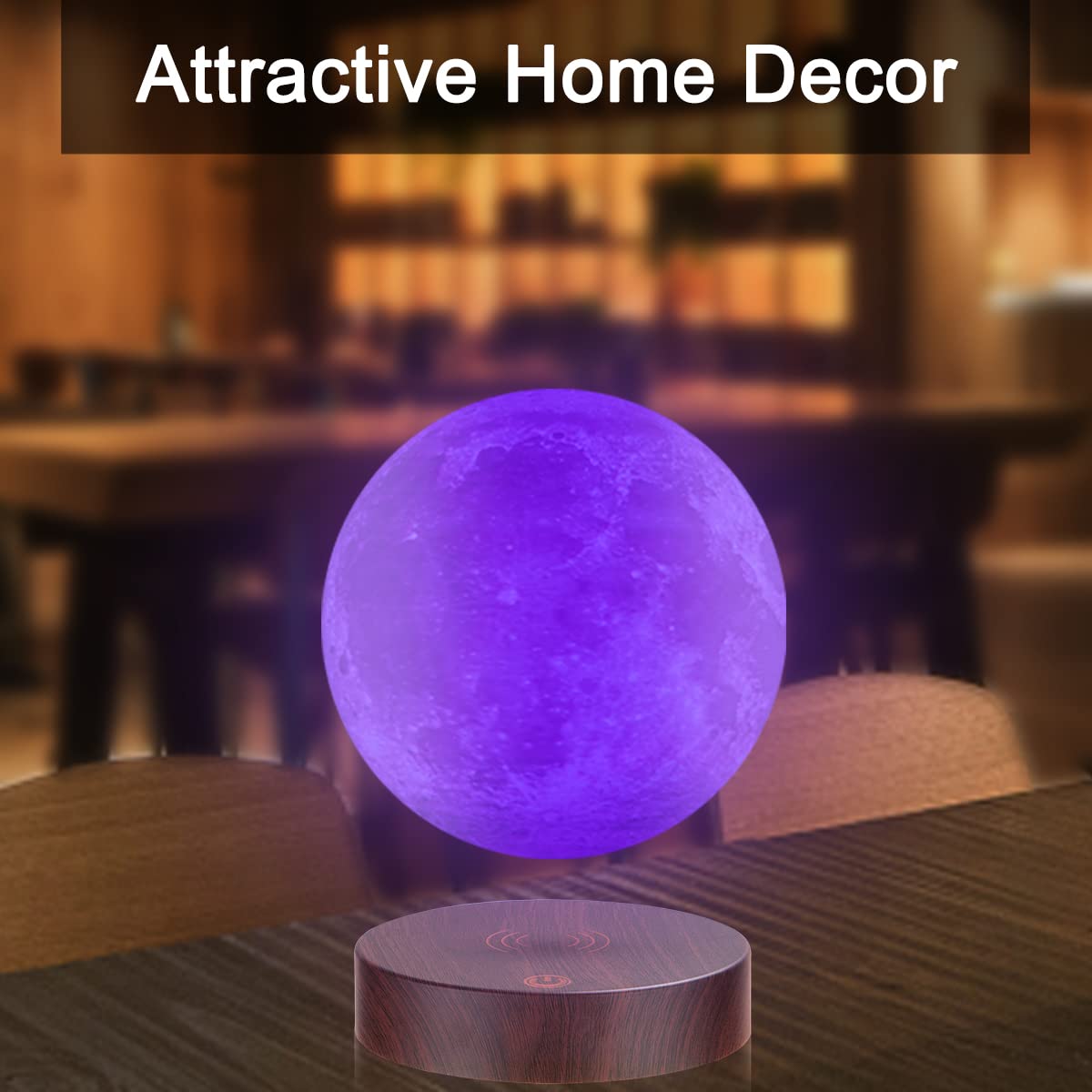 Vgazer Levitating Moon Lamp - 3D Printed, 16 Color Modes, Remote Control, Unique Gifts For Christmas, Room Decor, Office Desk