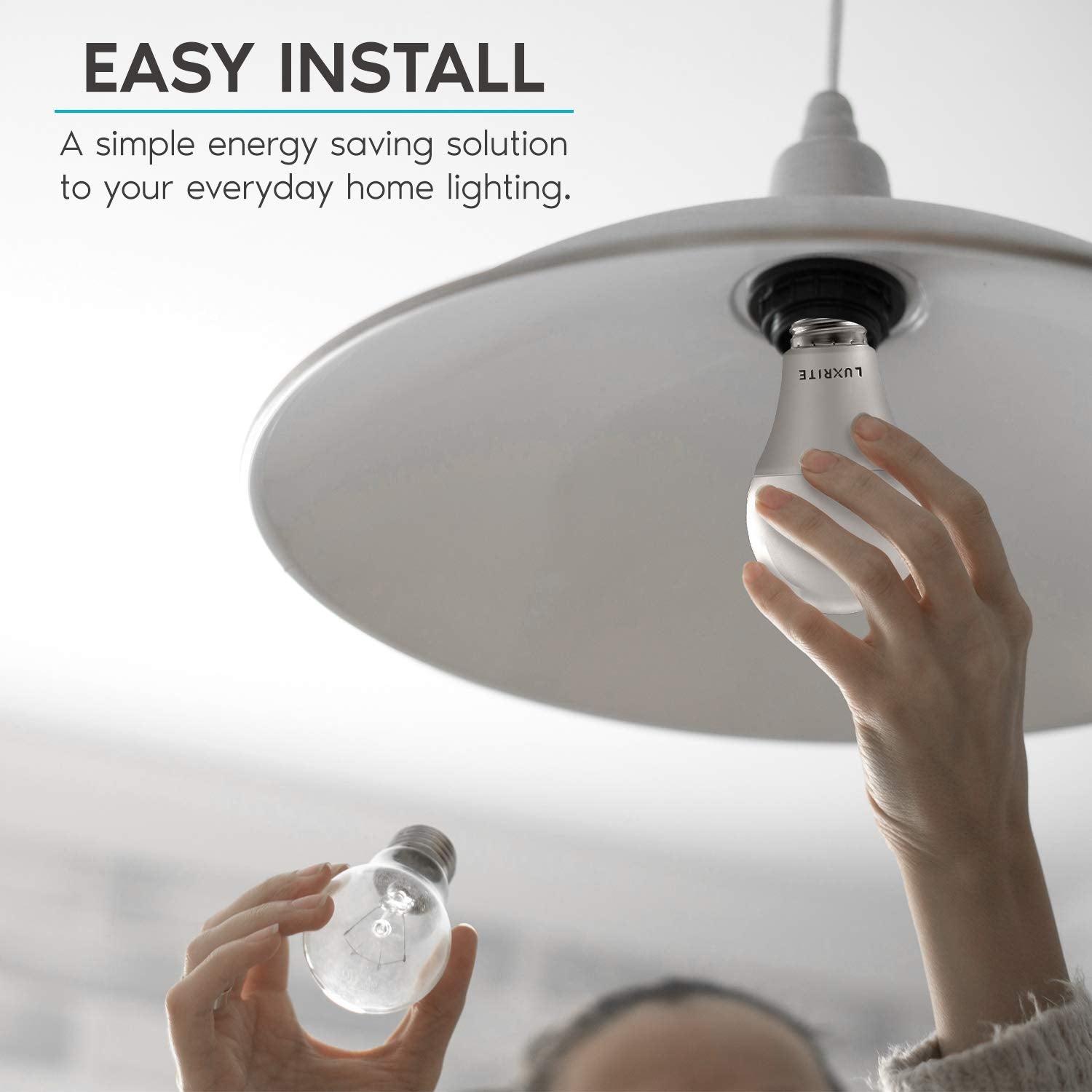 LUXRITE A19 LED Light Bulbs, 100W Equivalent, Dimmable, 1600 Lumens, 15W, 5000K Bright White, E26 Base,