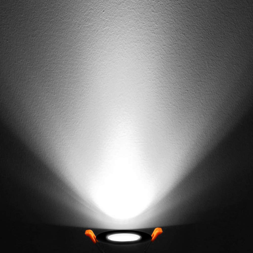 2 Inch Downlight, 3W Recessed Led Lighting Cob Dimmable, 5000K Daylight White, Cri80, Black Trim, Ceiling Lights With Driver, 1
