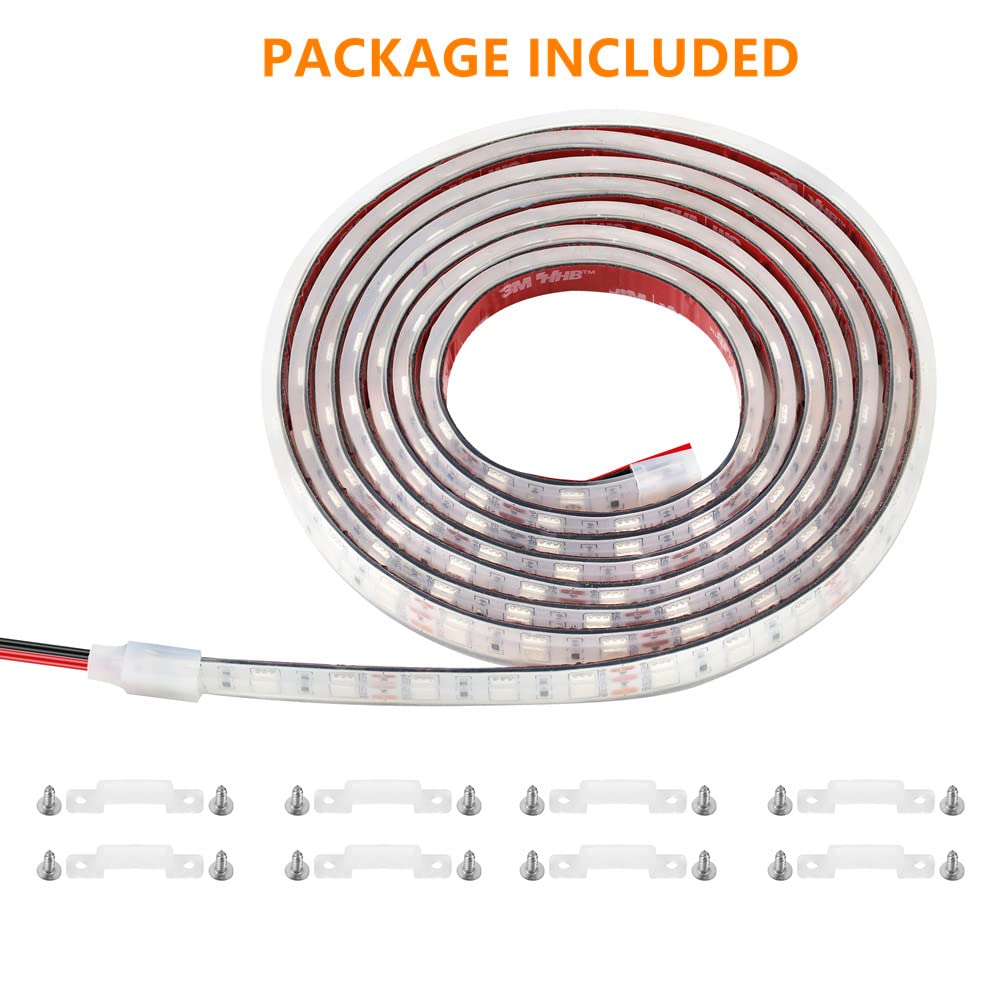 ROLiGHTiC Marine LED Strip Lights, 12V 8FT IP68 Waterproof Boat Lighting, White, Model RLMS28