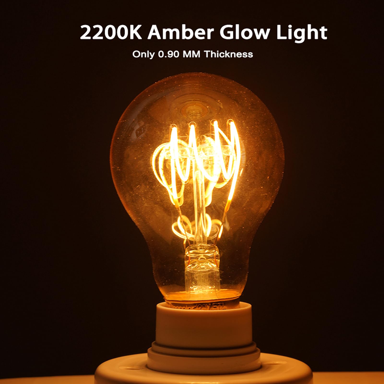 Ldchiuen Dimmable Led Edison Light Bulbs 4W 40 Watt Vintage Warm A19 E26 2200K Light Bulbs Antique Spiral Decorative Amber Light