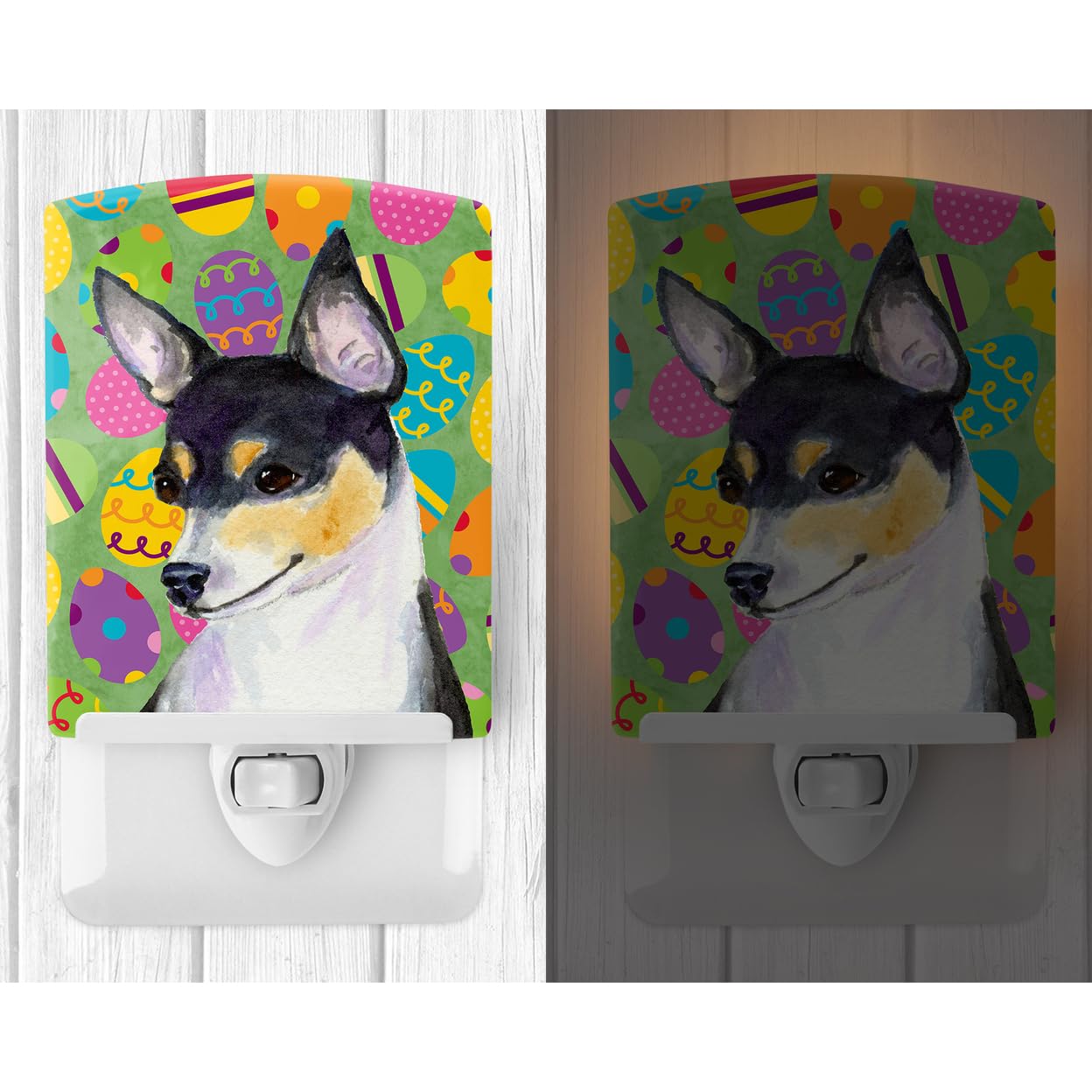 Carolines Treasures Ceramic Night Light, Chihuahua Easter Egg Design, UL-Certified, 6x4x3in, Multicolor, Model SS4863CNL