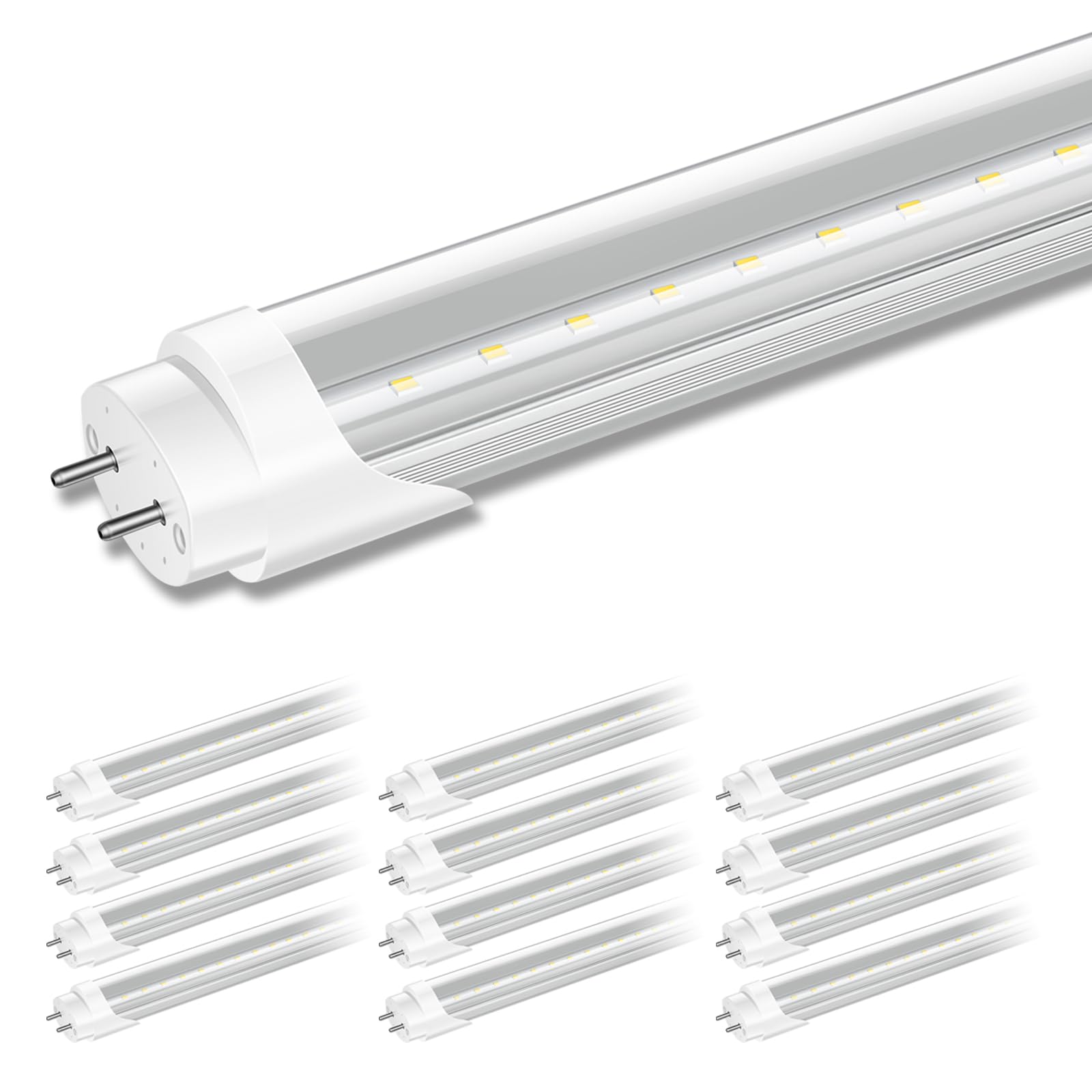 Marxlait 12 Pack T8 Led Bulbs 4 Foot, 24W 3000Lm, 6000K Daylight, Ballast Bypass, Dual Ended Powered Type B Light Bulbs, Led Flu