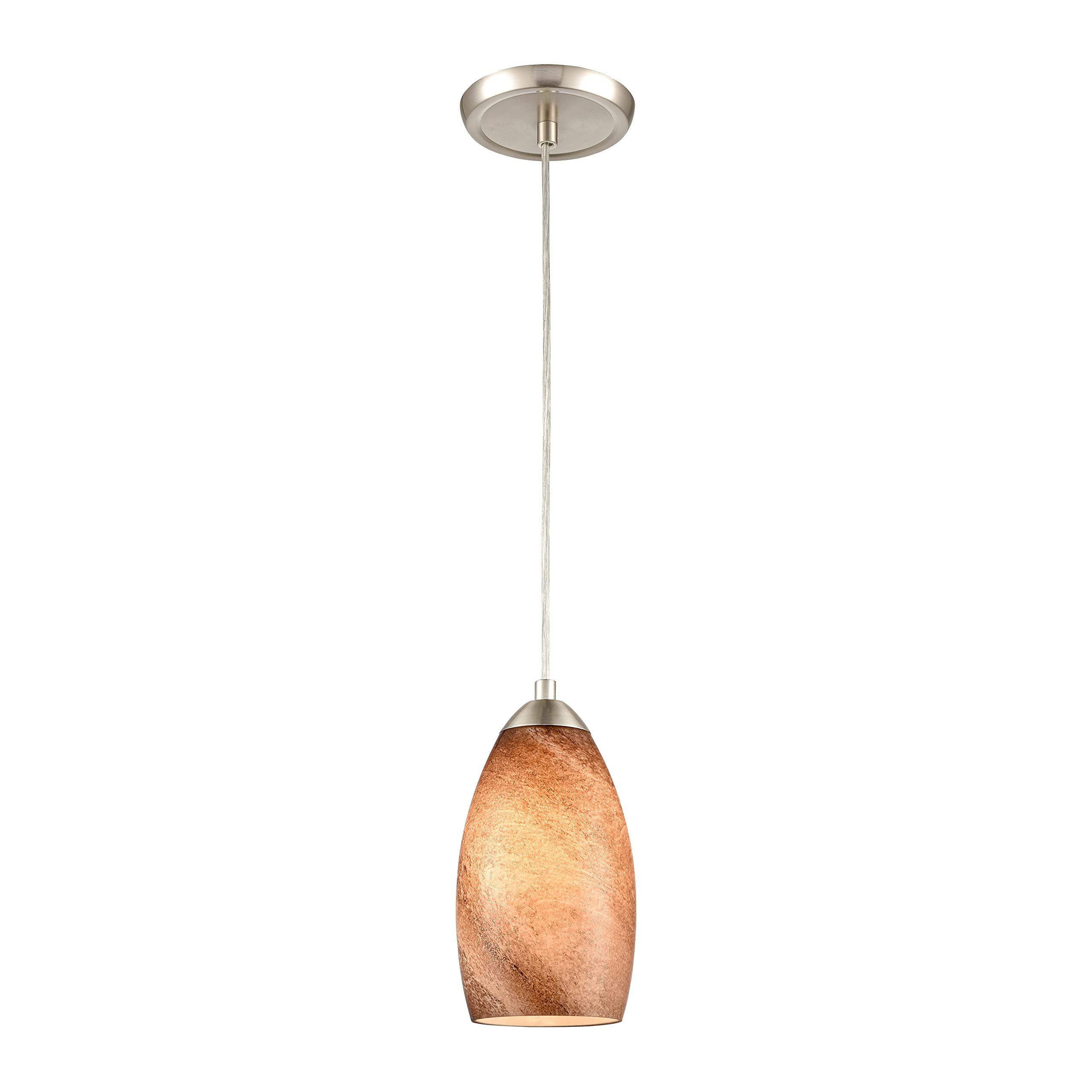 Elk Home Planetario Mini Pendant Light, Satin Nickel, 1-Light, Modern Glass Design, 7.08&quot;
