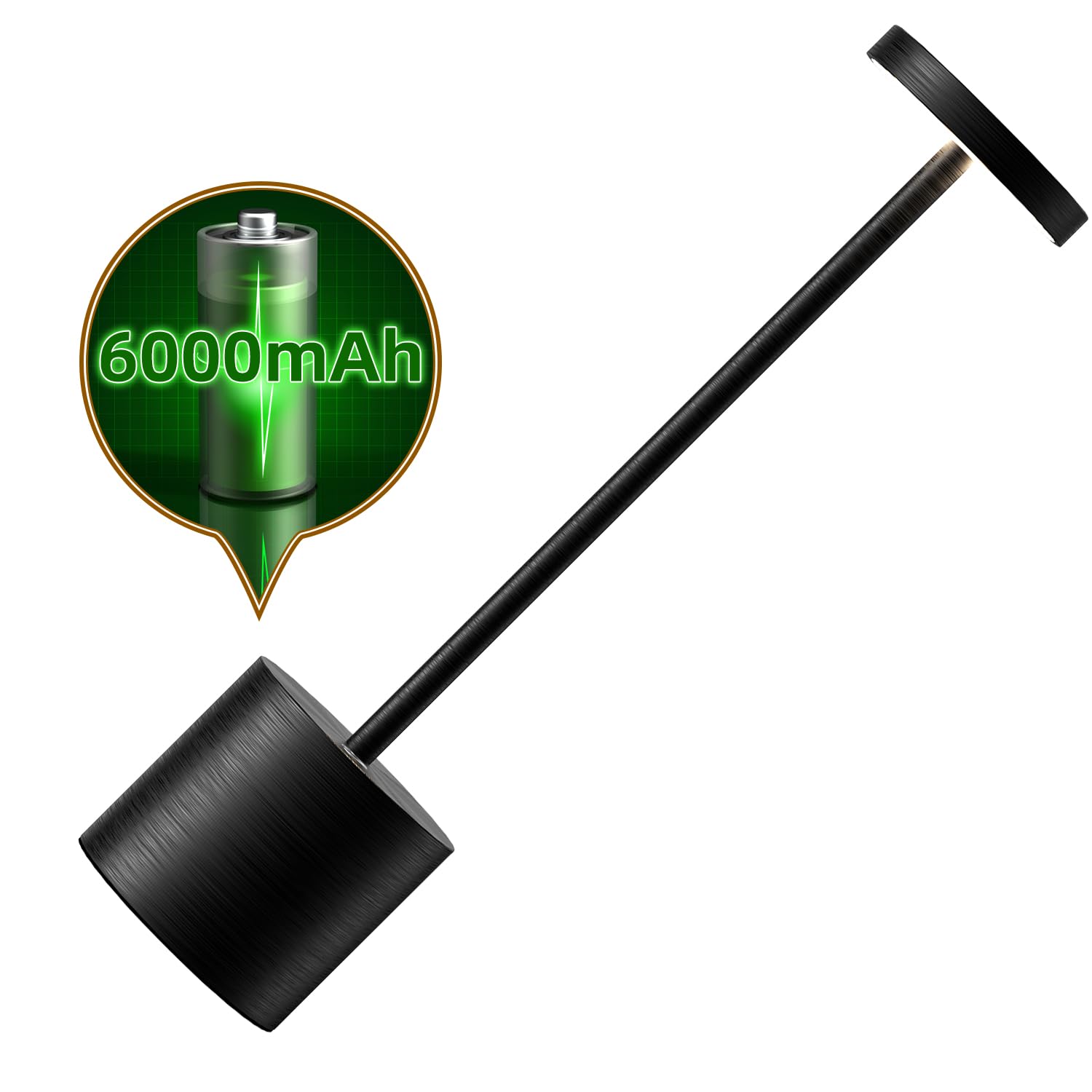 JALVDE Cordless Table Lamp, 3-Levels Stepless Dimming, 13.5 inches, Aluminum, 2X Brushed Black, Model 203-JAL-001