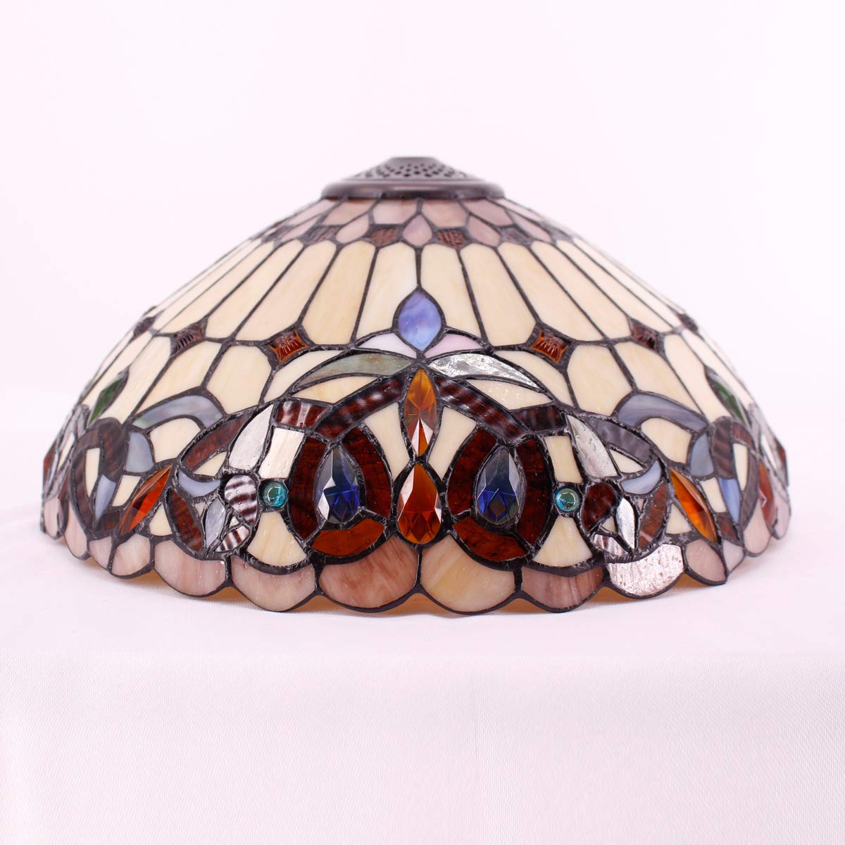 WERFACTORY Tiffany Lamp Shade Replacement, Stained Glass, 16x8 Inch, Serenity Victorian S021 Series