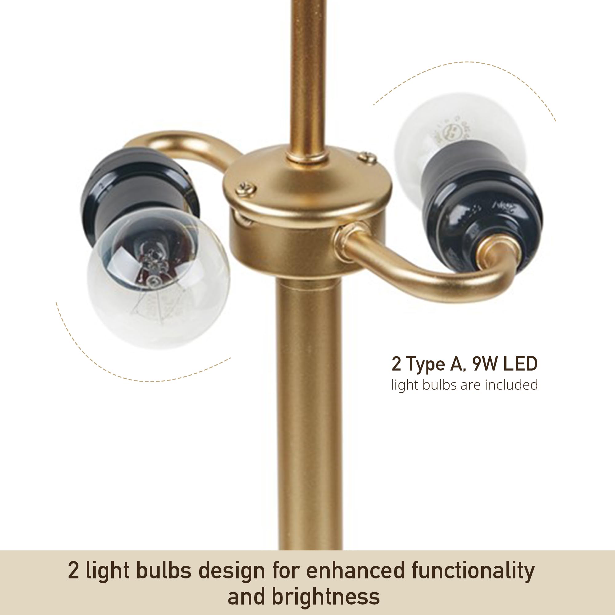 Ink+Ivy Table Lamp For Bedroom - Large Metal Dome Nightstand Lamp, Modern Gold Bedside Lamp With Curved Base, Clear Polarized Cord, In Line Switch, Gold Accent Lamp Decor, 24.5&quot; H Gold