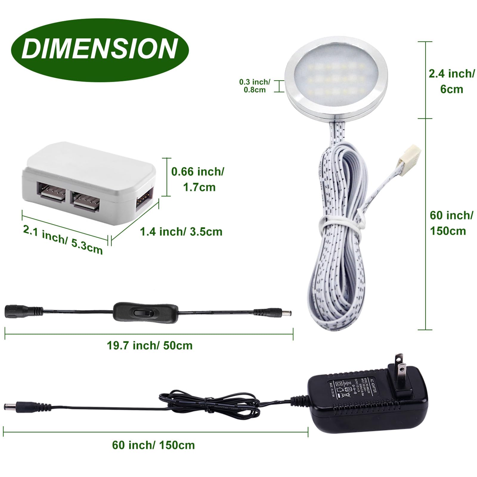 AIBOO RGBW Under Cabinet LED Lights Kit with IR Remote, 4 Puck Lights, 12W for Kitchen Ambiance Lighting