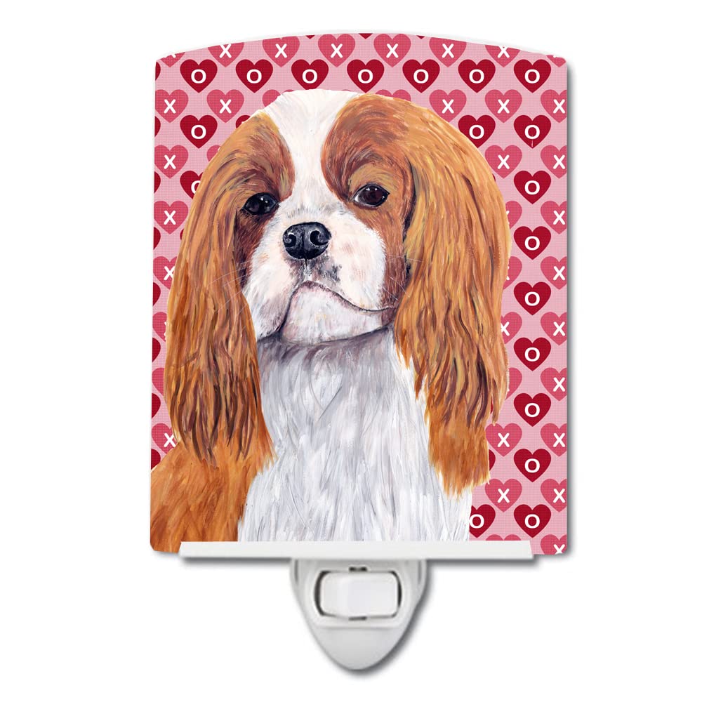 Carolines Treasures Ceramic Night Light, Cavalier Spaniel Hearts, UL-Certified, 6x4x3in, Multicolor, Model SC9245CNL