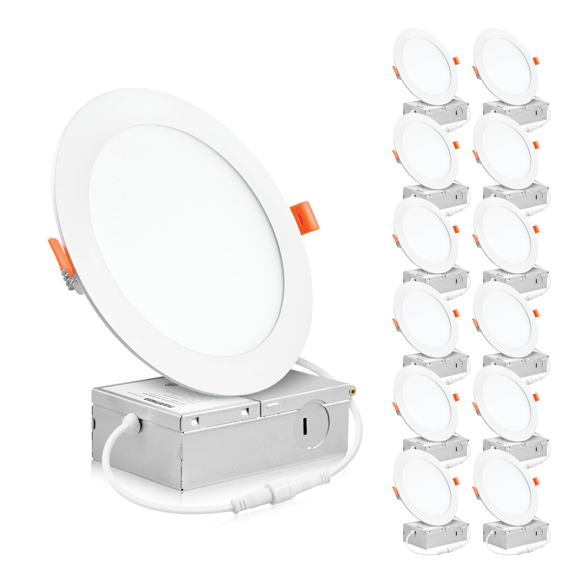 Parmida (12 Pack) 6 Inch Ultra-Thin Led Recessed Ceiling Light With Junction Box, 12W, Dimmable Canless Wafer Slim Panel Downlight, Ic Rated, Etl-Listed - 4000K