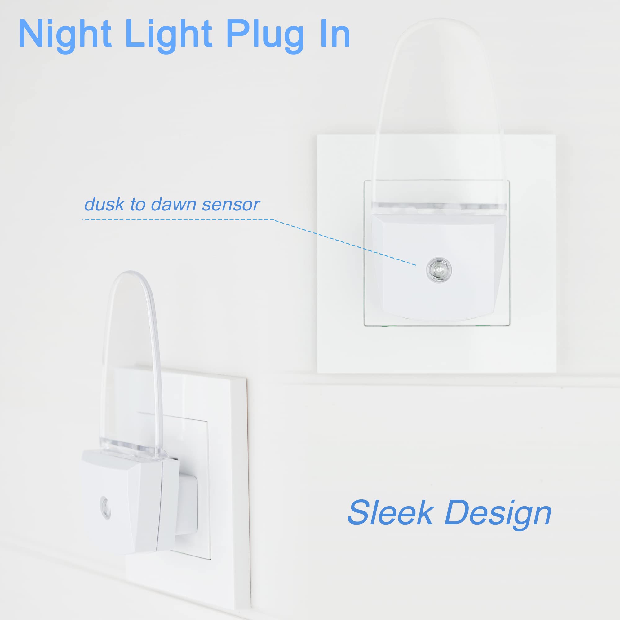 REMINDA Night Light Lamp - 4 Pack with Dusk to Dawn Sensor, Blue LED, Plastic, Model GL-NL-0.5W
