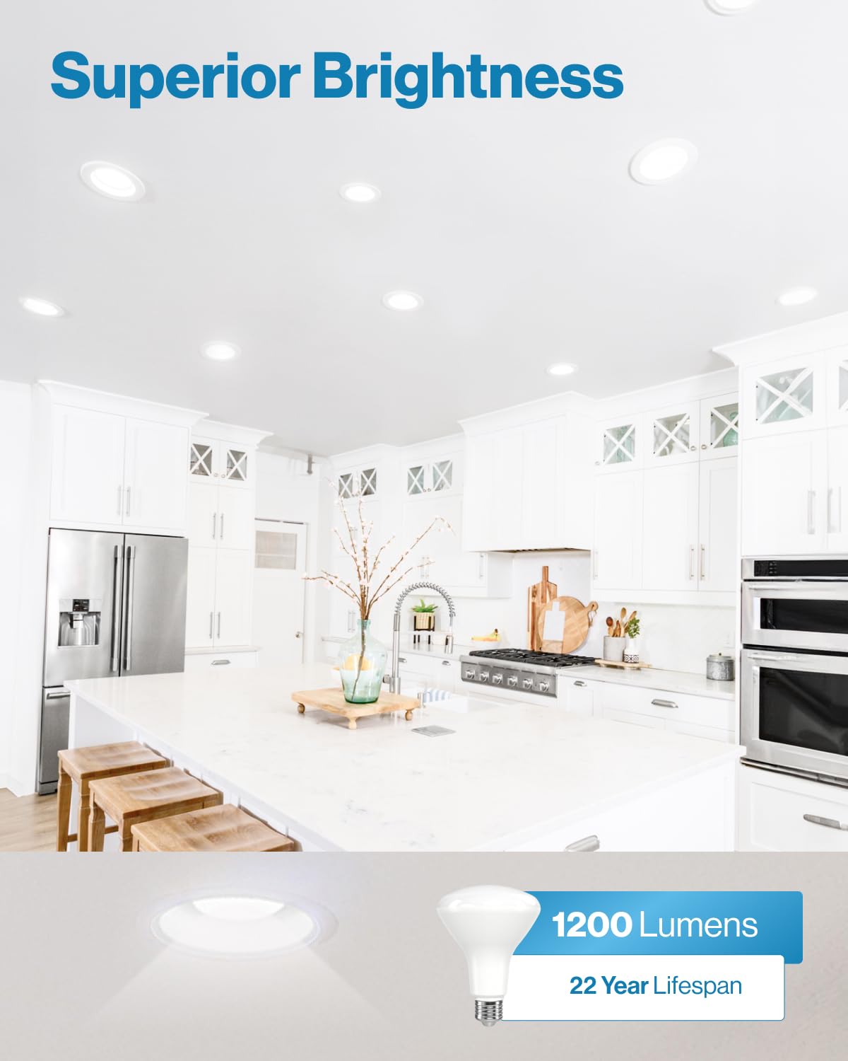 Sunco 12 Pack Br30 Led Bulbs, High Output 1200 Lumens, Indoor Flood Lights, 11W Equivalent 65W, 5000K Daylight, E26 Base, Interi
