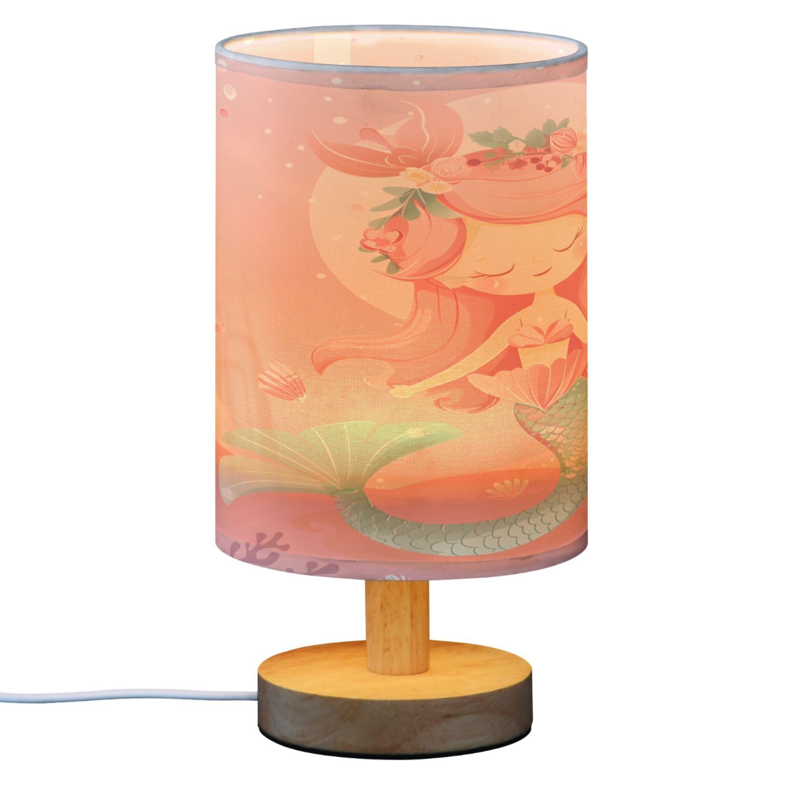 Alaza Mermaid Coral Reef Decor Bedside Table Lamp With Usb Port For Bedroom Nightstand Office Desk Led Bulb Included