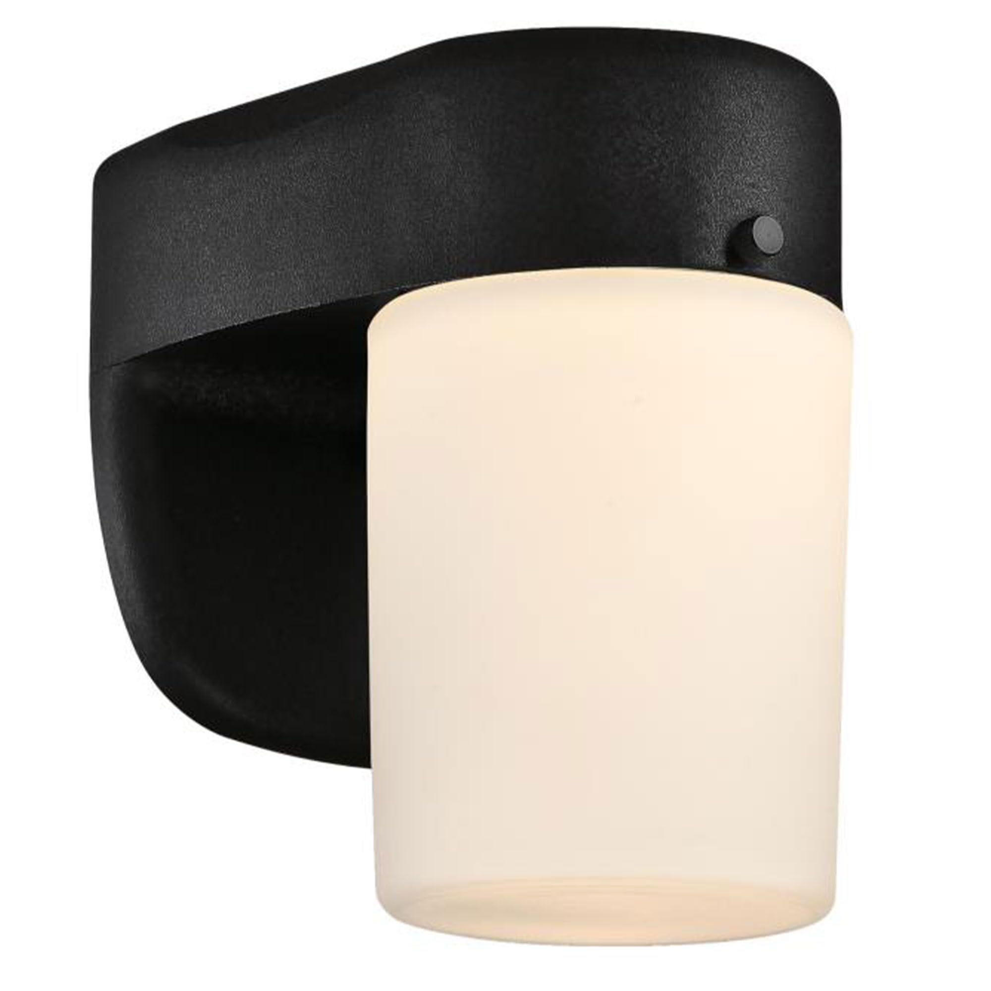 Westinghouse One-Light Dimmable LED Outdoor Wall Fixture, Frosted Opal Glass, Black Finish, Model 6106700