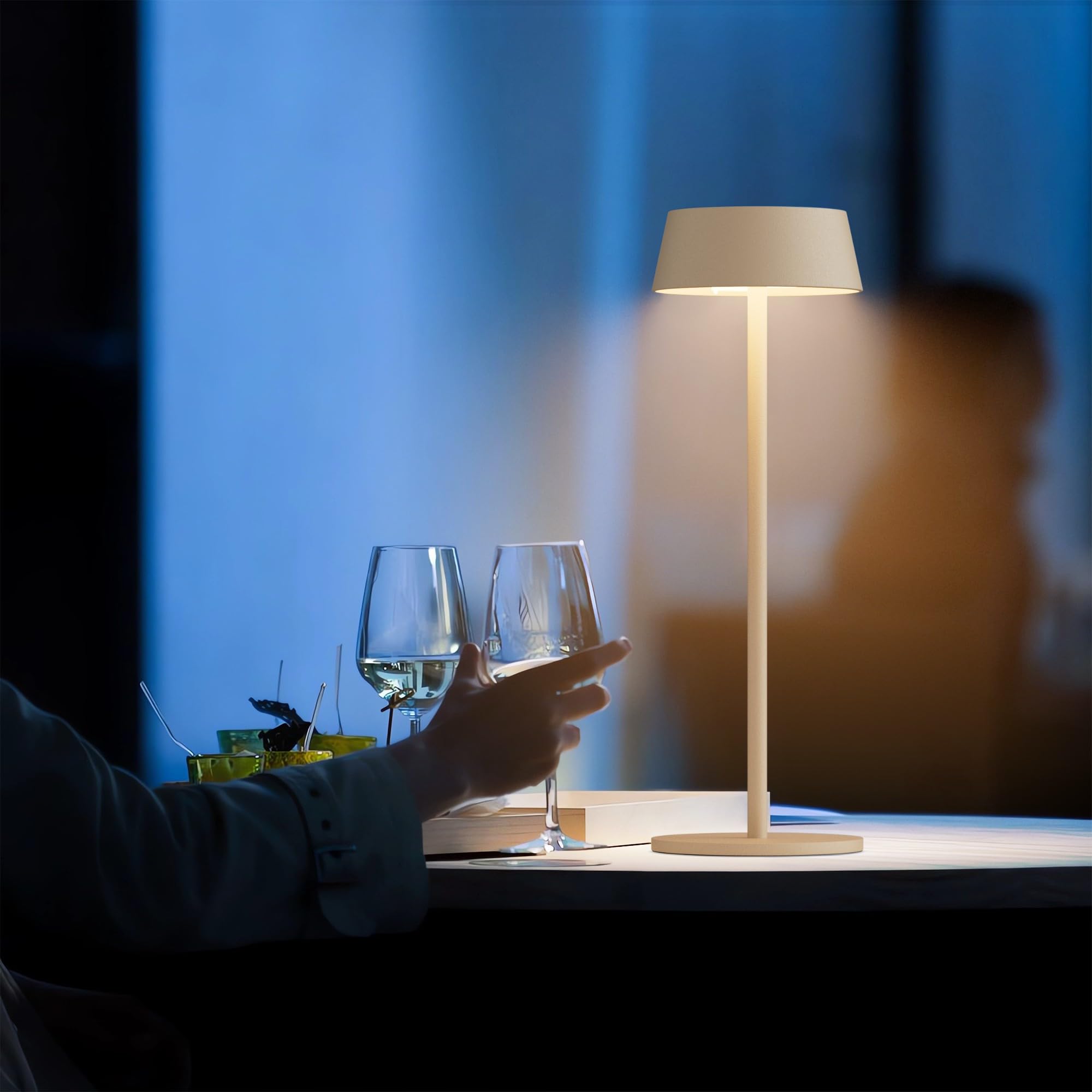 Aipsun Khaki Rechargeable Table Lamps Set Of 2, Battery Operated Table Lamp Cordless Outdoor Touch Led Table Lamp For Restaurant