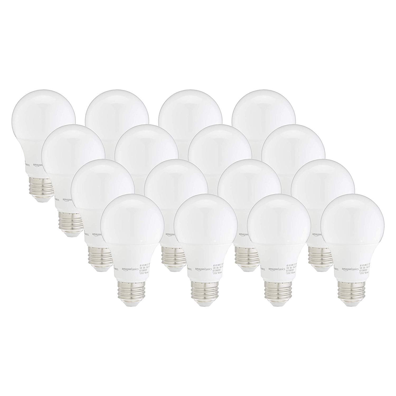 Amazon Basics A19 Led Light Bulbs, 60 Watt Equivalent, Energy Efficient 9W, E26 Standard Base, Soft White 2700K, Dimmable, 10,00