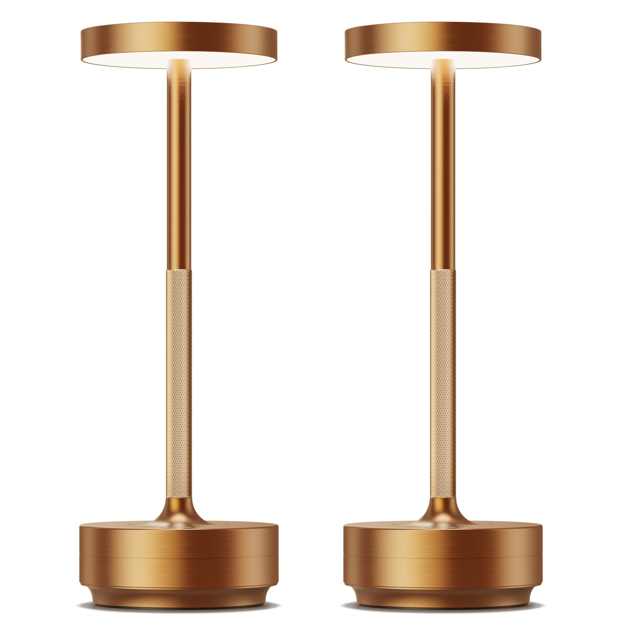 SAKRINGT 2 Pack Rechargeable Cordless Table Lamp - Battery Operated LED Portable Table Light with 3 Color Stepless Dimming, Memo