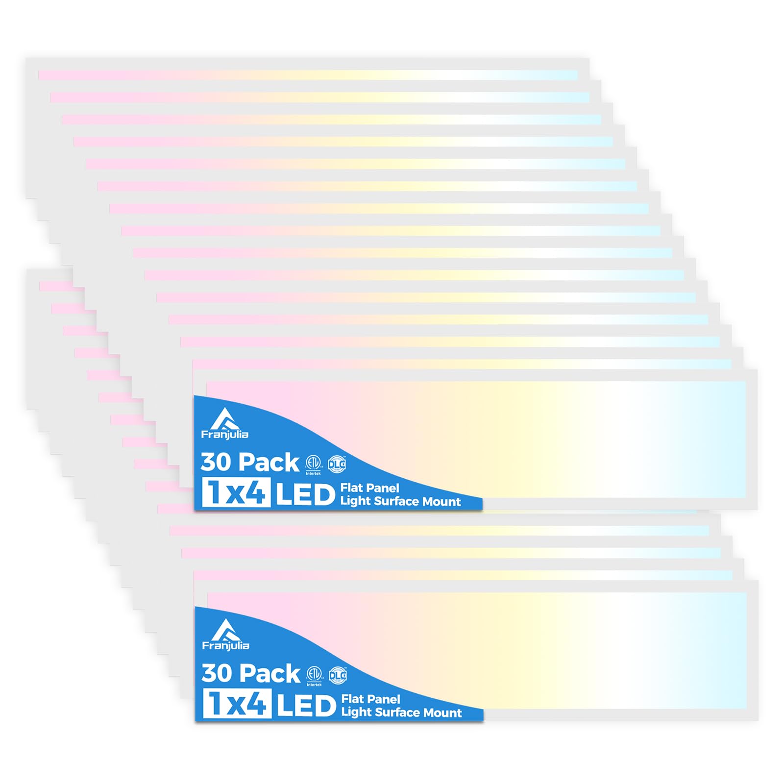 Aikvsxer 30Pack 1X4 Led Flat Panel Light Surface Mount Led Ceiling Light, 5500Lm 50W Triac 10-100% Dimmable, 3000/4000/5000K Ac1